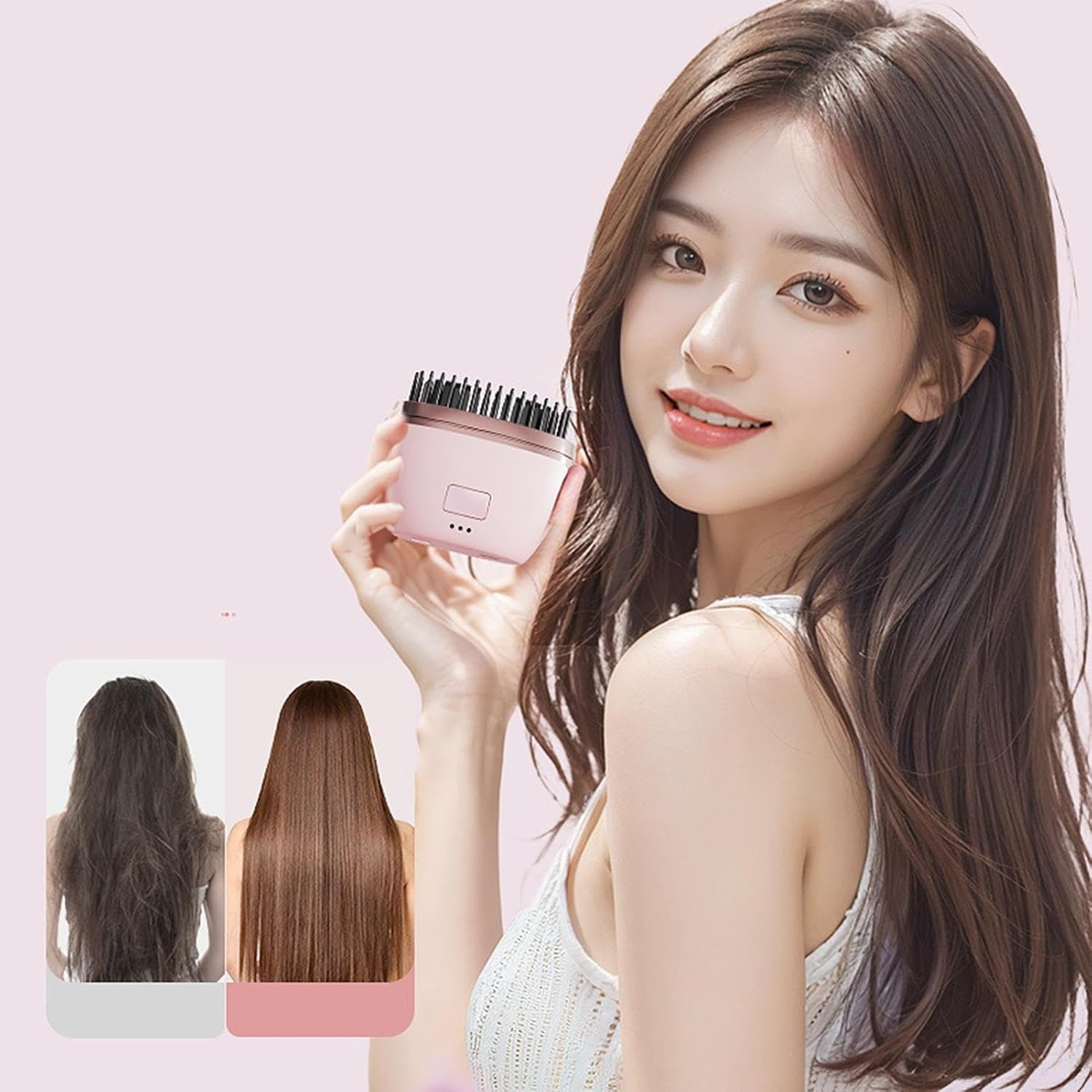 Straightening Hair Comb - Hot Brush Straightener with 3 Adjustable Heat Settings, Double Burn Protection Design Hair Comb | Portable Convenient Detangler Tool for Home and Travel Hair Care Solutions image number 2