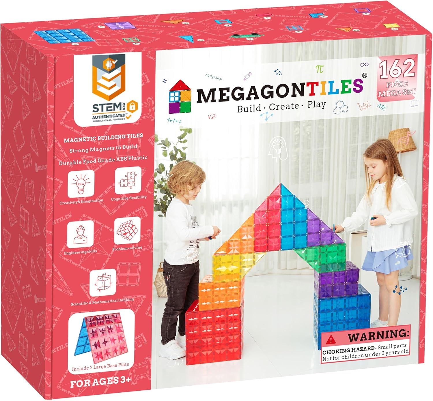 110PCS Premium Magnetic Tiles | STEM AUTHENTICATED | Magnetic Blocks | Magnetic Toys | Magnetic Building Blocks|Toddler Boys Girls 3-10 Year Old | Idea Books & Storage Bag
