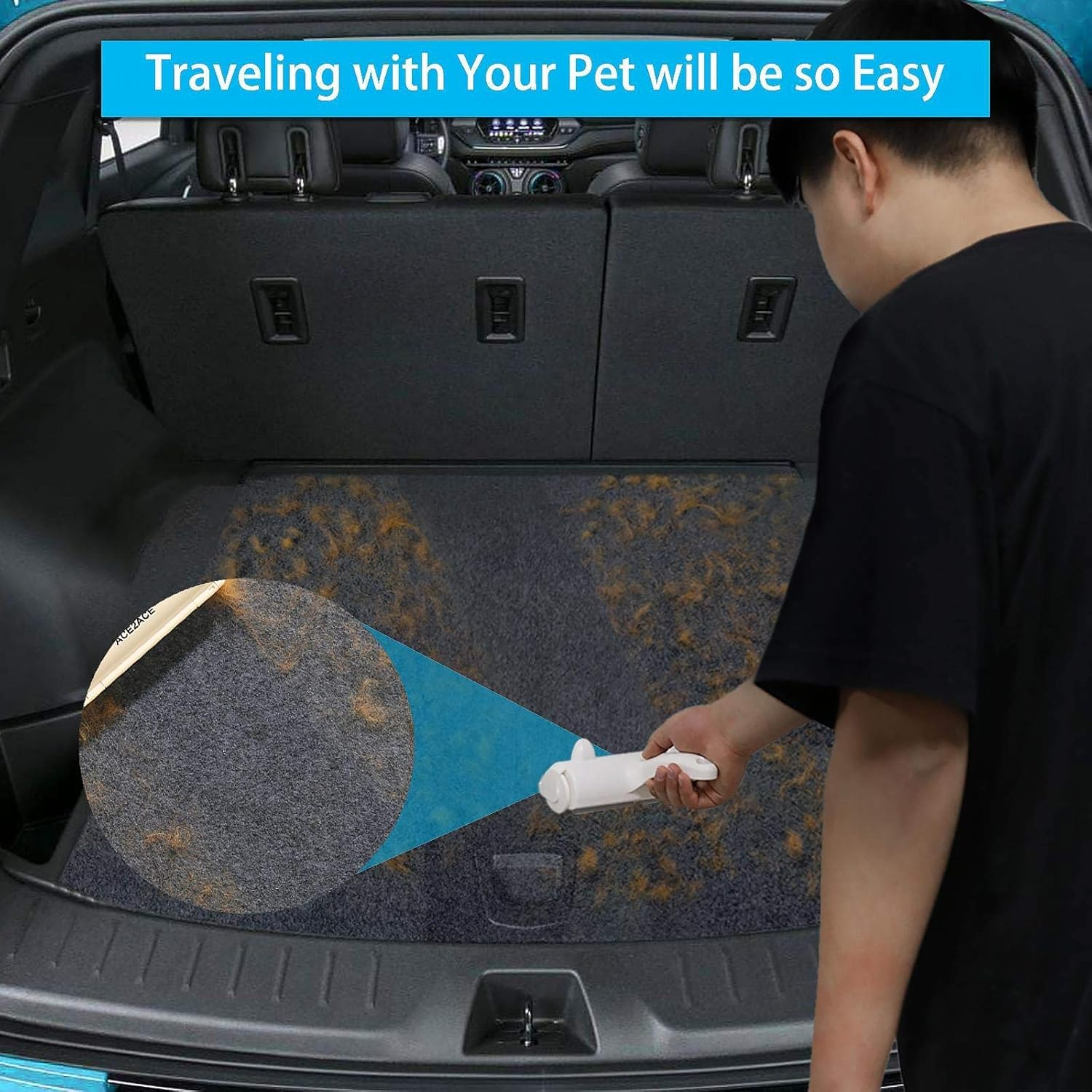 ACE2ACE Pet Hair Remover Roller, Lint Roller Brush for Cats and Dogs, Reusable Self Clean Cat Fur Remover, Dog Hair Remover for Clothes, Carpet, Furniture, Couch, Sofa and Bedding image number 5