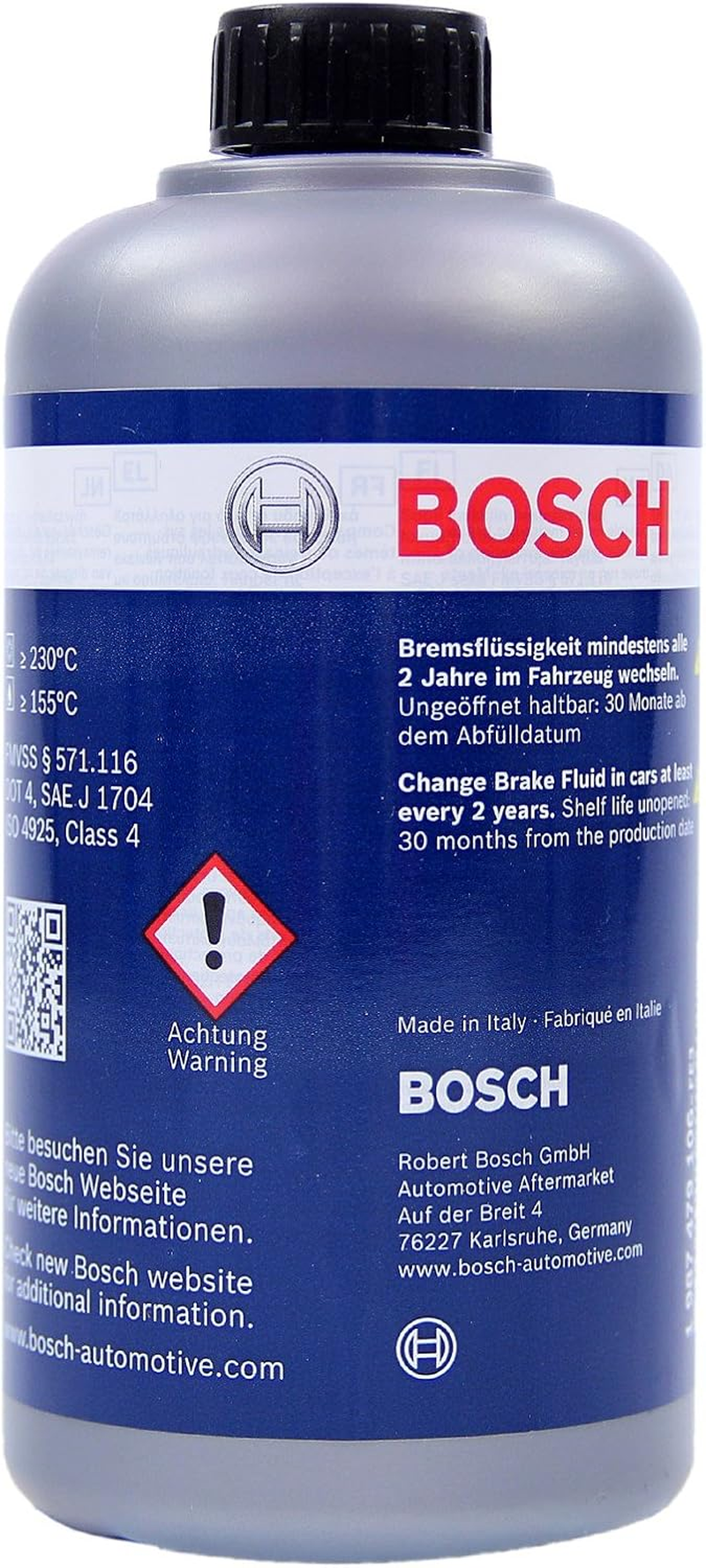 BOSCH BF4-500ML Brake Fluid DOT 4, 500 Ml, Suitable for Most Vehicles That Use DOT 4 with or without ABS/ESP&reg; from 1990 Onwards image number 1