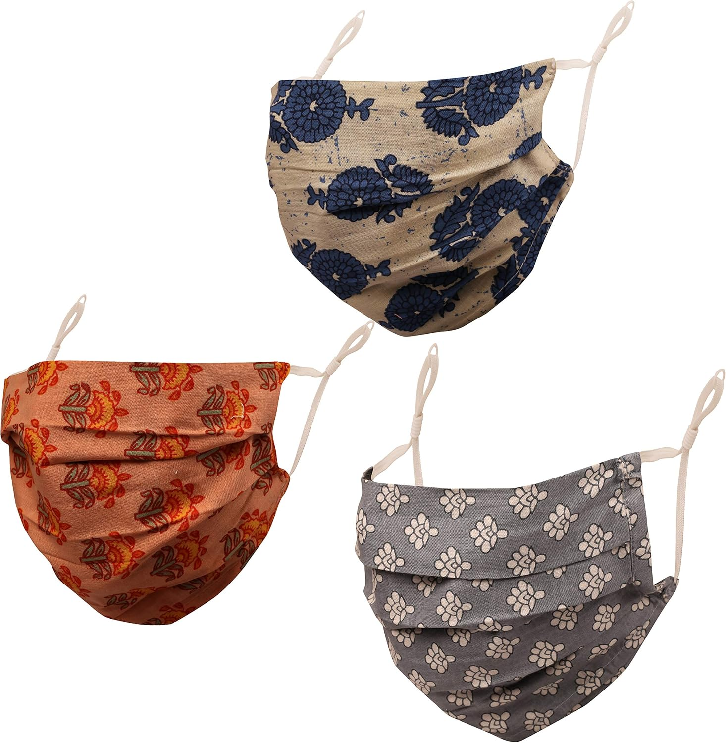 Touchstone Indian Heritage Fabric Adjustable Filter Pocket Nose Bridge Double Layer Cotton Face Mask Reusable Washable for Men, Women.