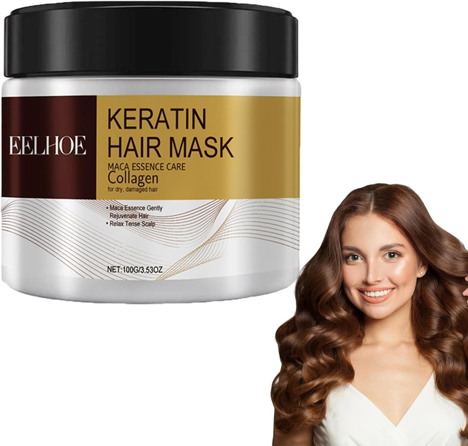 RWGKCDB Deep Repair Conditioning Collagen Hair Mask, Prevents Dry, Split Ends and Tangled Hair, Suitable for Dry and Damaged Hair of All Hair Types (Size : 1Pcs) image number 2