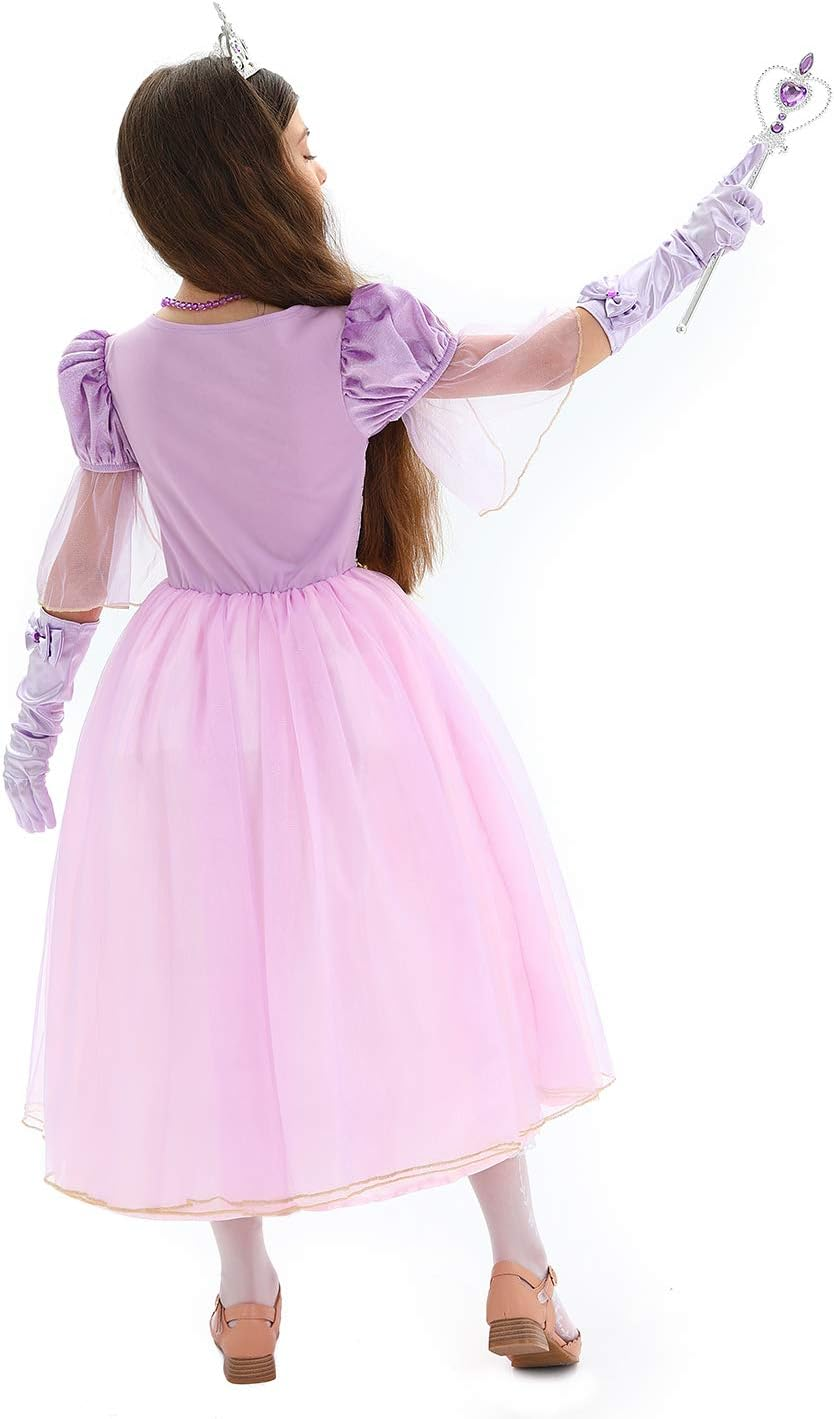 Lingway Toys Luxury Girls Princess Dress up Costumes,Rapunzel Cosplay Dress with Accessories image number 3