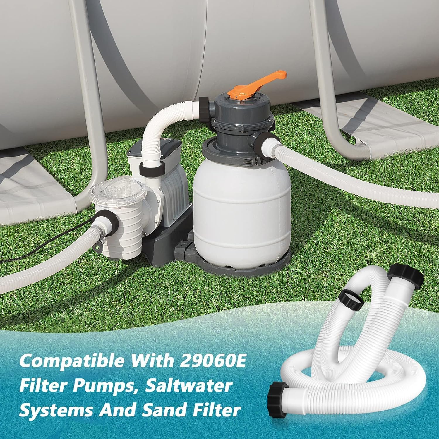 Yharnamite Pool Pump Replacement Hose for Intex 29060E, 1.5" Diameter Pool Hose, Leakproof Filter Pump Hose(1.5M) image number 4