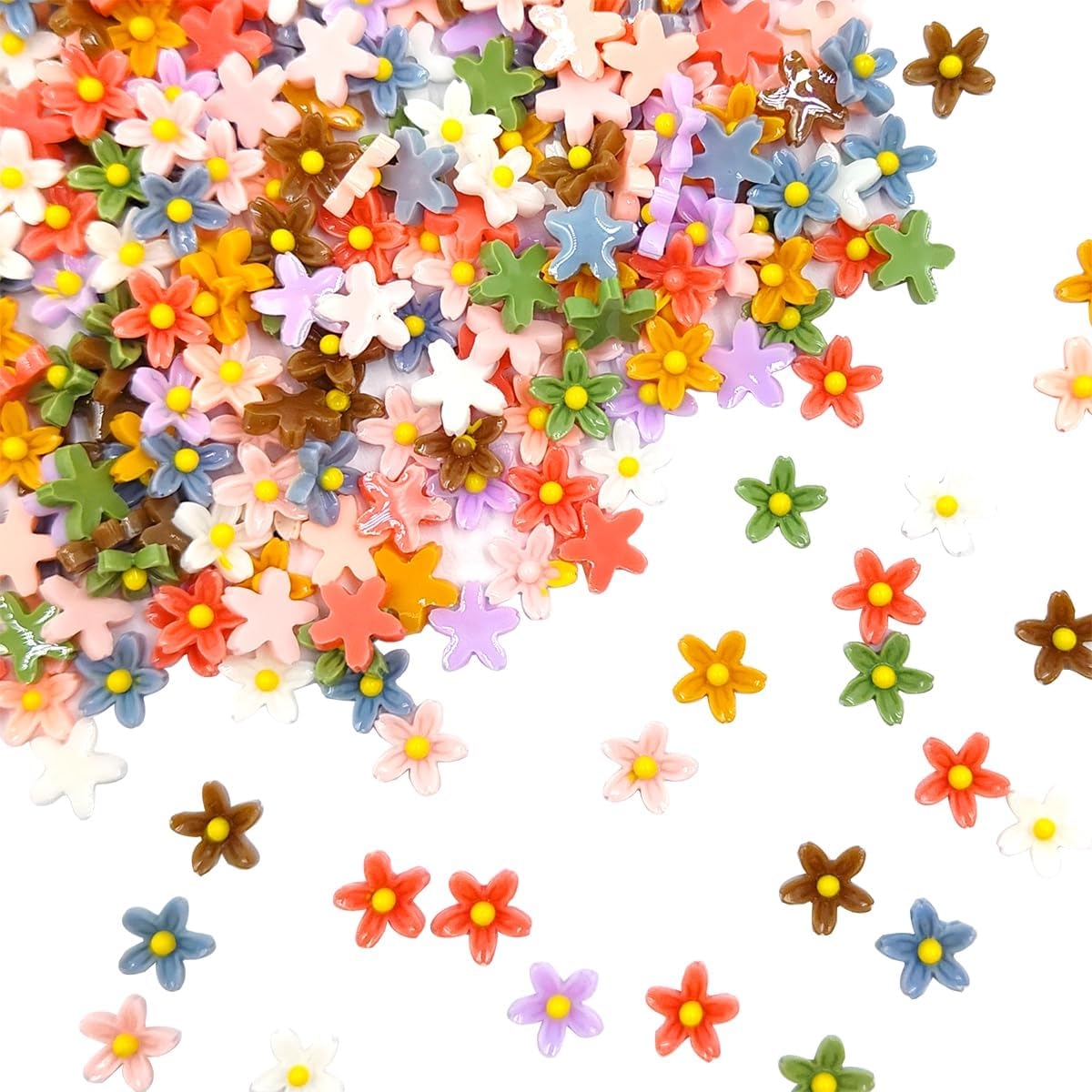 3D Flower Nail Charms, Yucool 350Pcs 3D Acrylic Flower Nail Art Rhinestones,Cute Colorful Flower Set for Nail Decorations image number 2