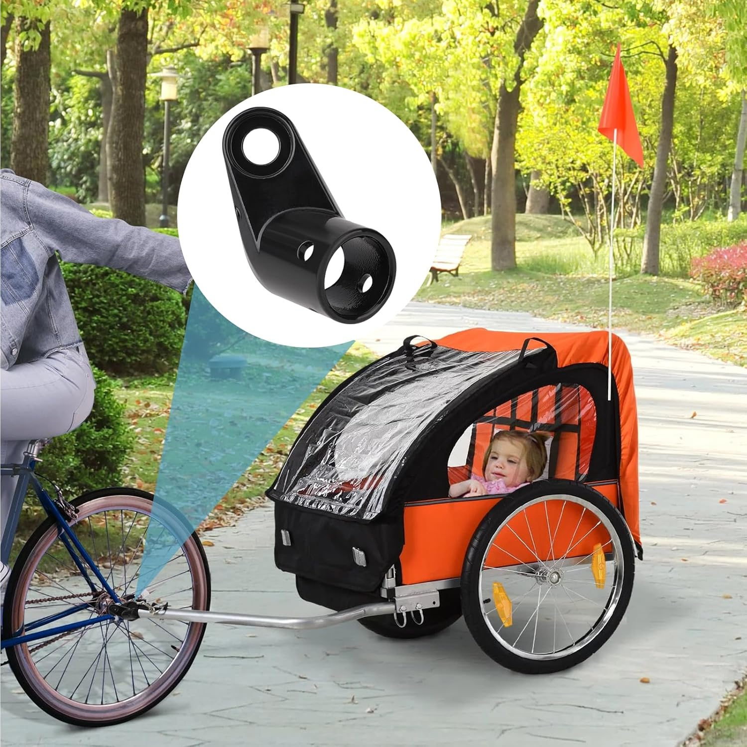 Bike Trailer Hitch Set, Heavy Duty Bicycle Trailer Coupler Replacement Bike Cargo Trailer Connector Attachment for Children'S/Pet Trailers, Cycling Adapter Accessories (Black) image number 1