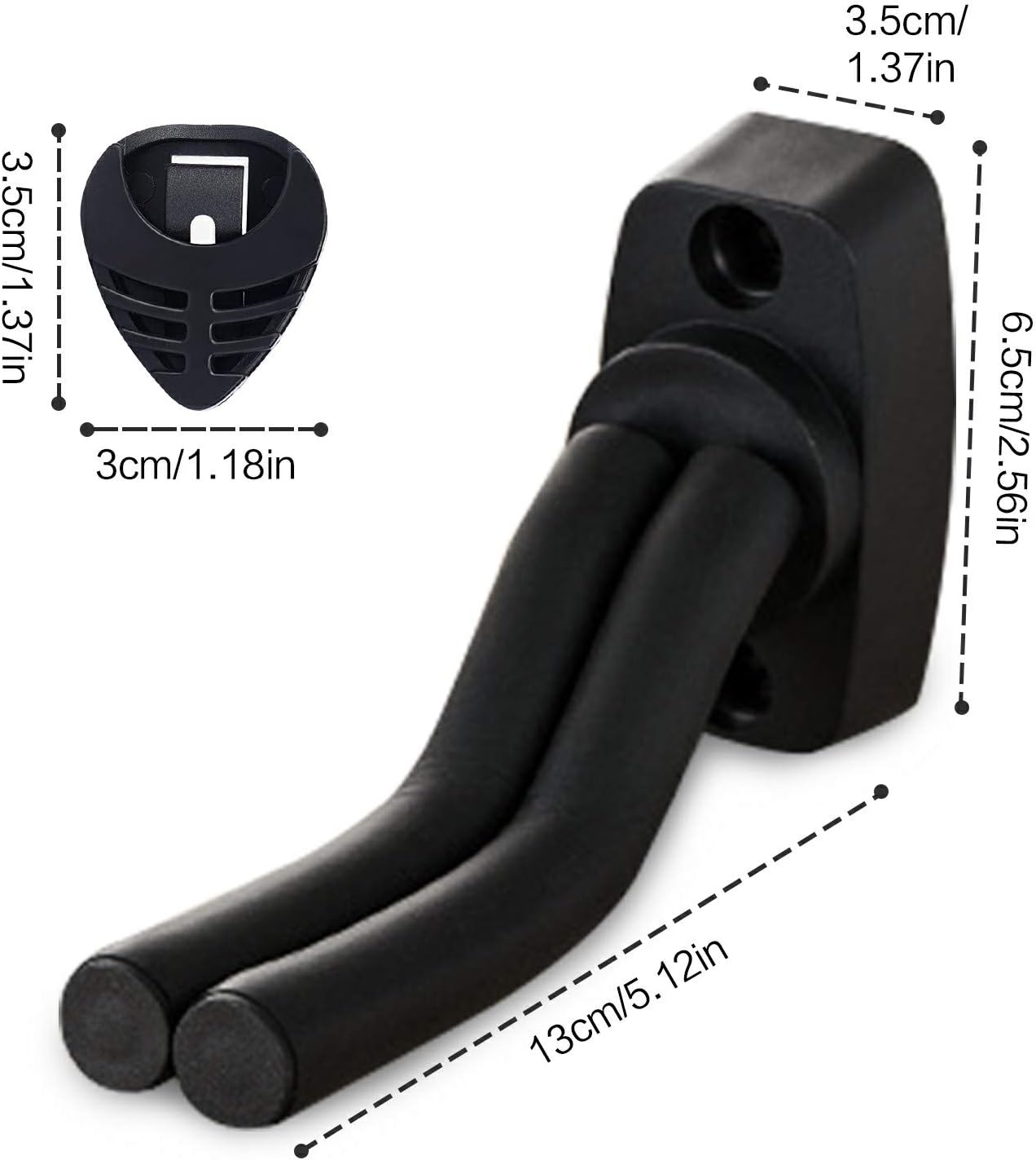 Guitar Wall Mount Hanger 2 Pack, Guitar Hanger Wall Hook Holder Stand Display with Screws - Easy to Install - Fits All Size Guitars, Bass, Mandolin, Banjo, Ukulele image number 2