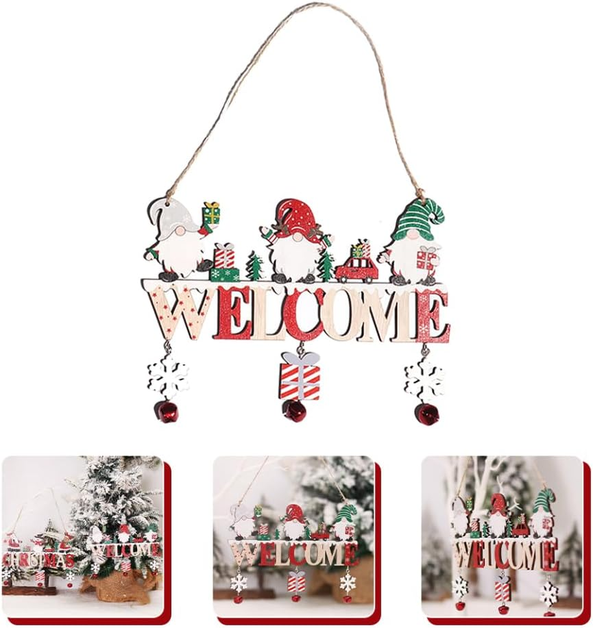 Abaodam 2Pcs Front Door Welcome Sign Wooden Christmas Hanging Decor Lanyard Charming Snowman Letters for Decoration Festive Holiday Atmosphere image number 5