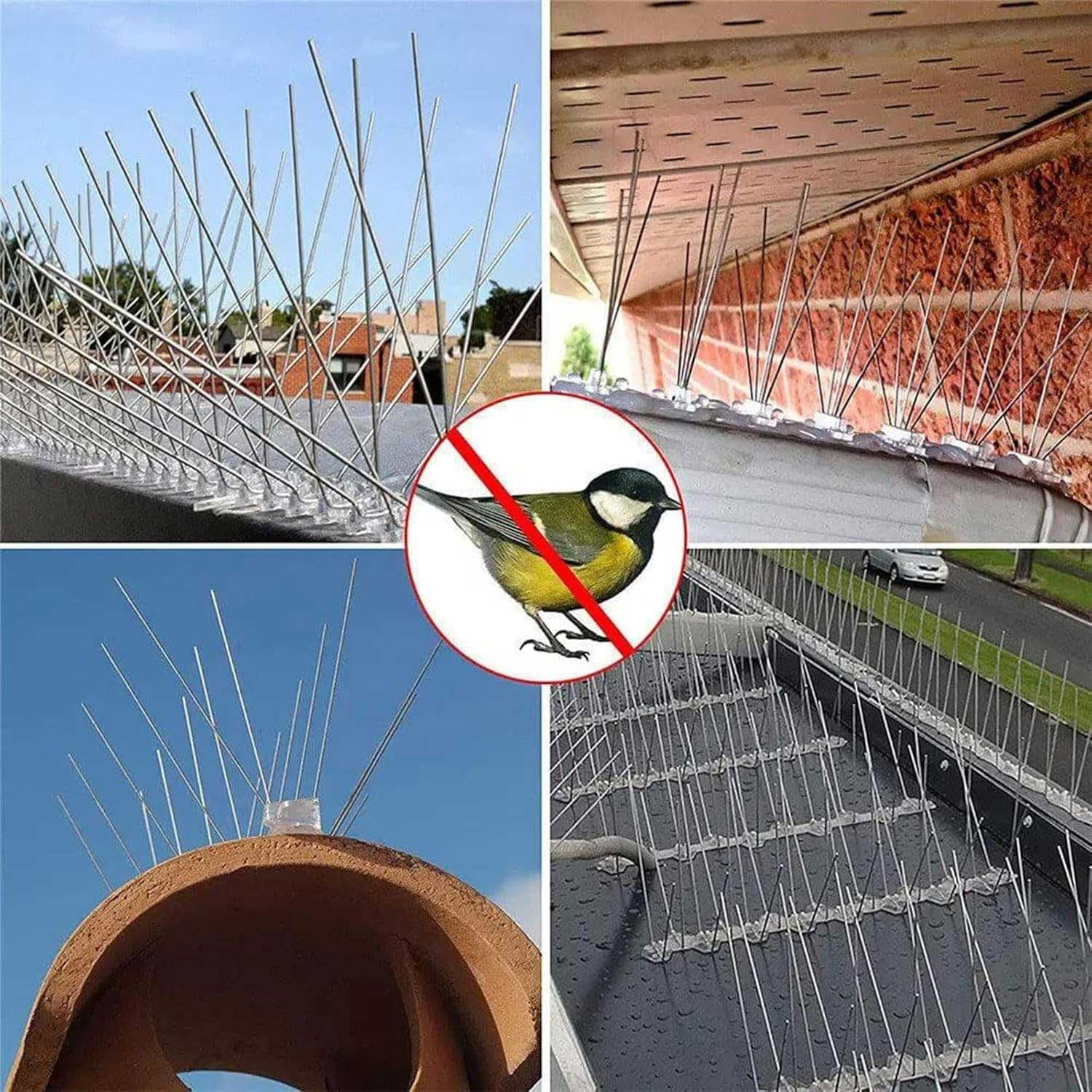 14 Rows Bird Spikes, 3.5M Length Stainless Steel anti Bird Fence Spike Disassembled anti Bird Spikes Smooth Bird Repellent Devices Outdoor for Balcony Roof Garden Window