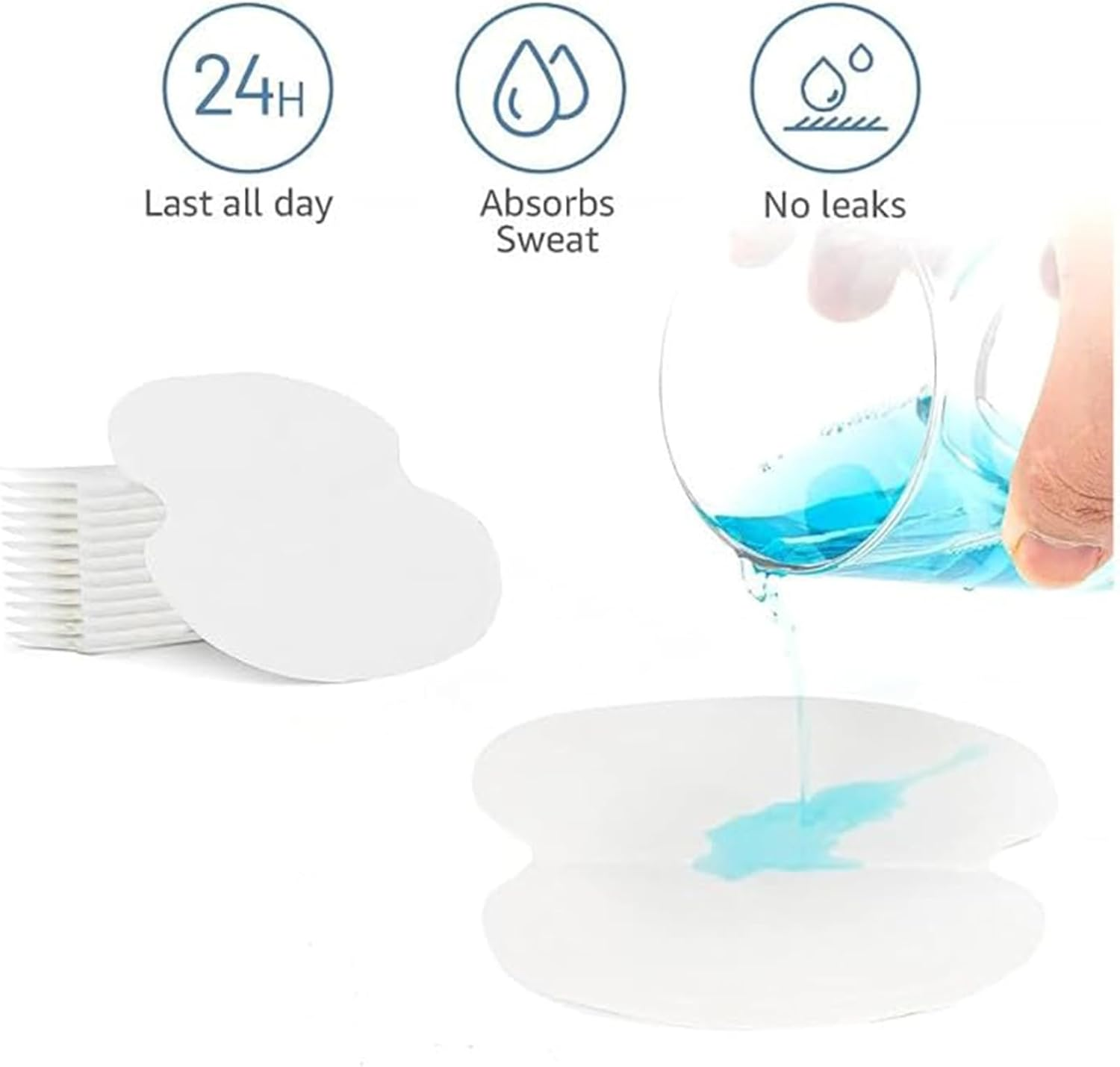 Underarm Sweat Pads,100 Pcs Disposable Underarm Pads,Antiperspirant Absorbent Odour Blocker Pads Fight Hyperhidrosis for Men & Women,Comfortable Unflavored Non Sweat Armpit（Individual Packing） image number 1