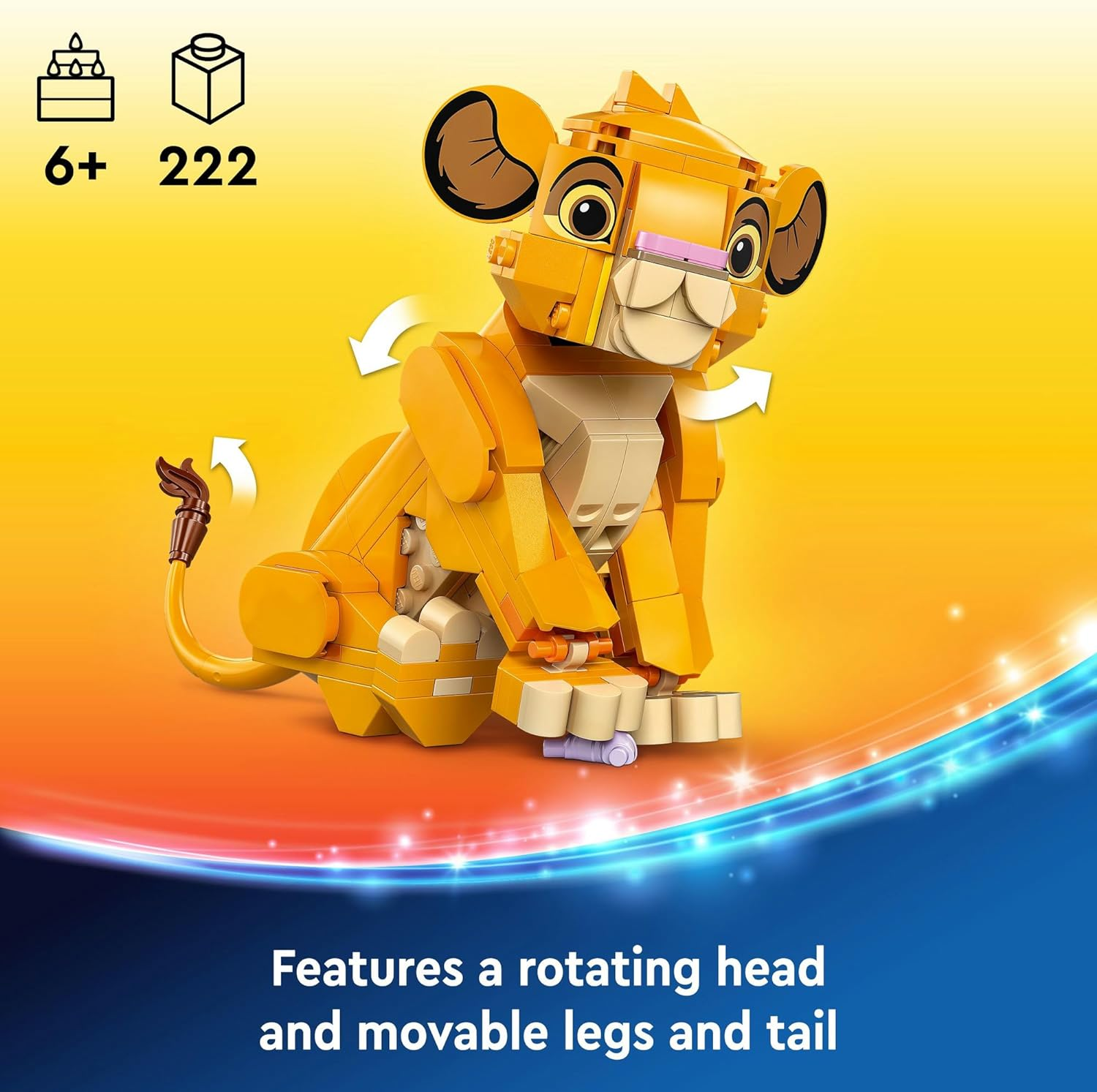 LEGO ǀ Disney Simba the Lion King Cub Animal Figure, Building & Construction Kids Toy with Posable Features, Movie Memorabilia Building Set for 6 Year Old Girls, Boys & Fans 43243 image number 1