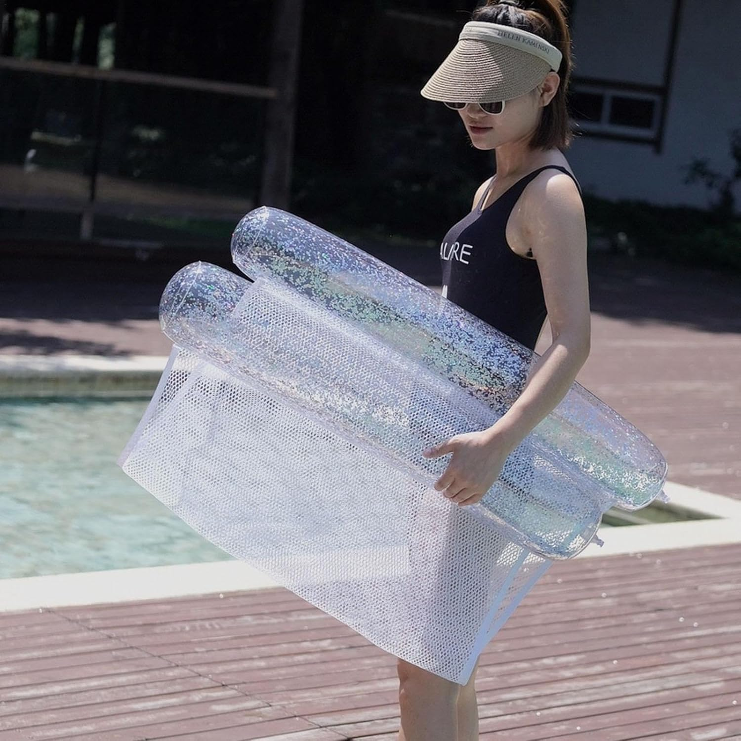 Pool Hammock - Inflatable Swimming Bed, Swimming Pool Lounger, Inflatable Pool Toy for Swimming Pools, Beaches, Lakes and Holidays image number 4