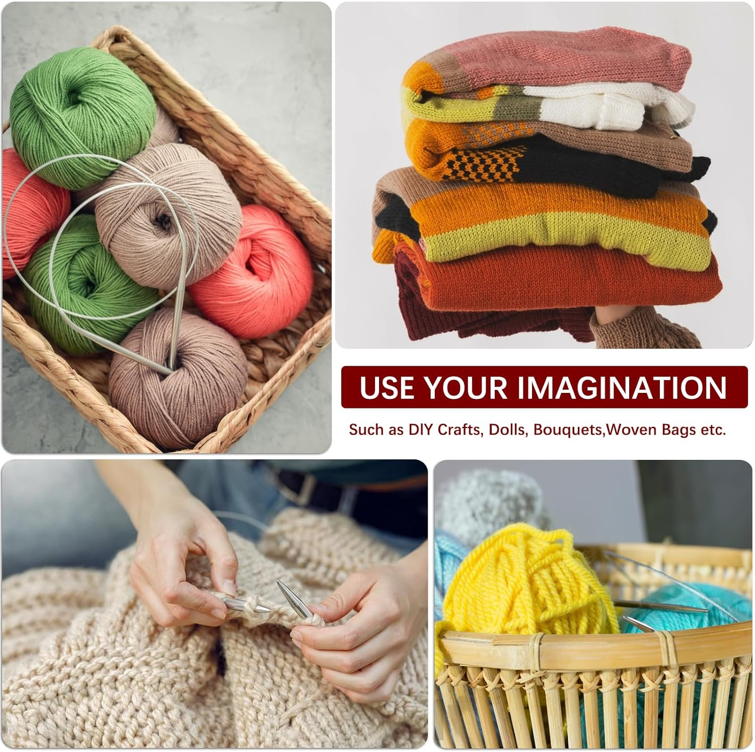 9Pcs 100Cm Circular Knitting Needles Set, Size 3.5Mm, 4Mm, 4.5Mm, 5Mm, 5.5Mm, 6.5Mm, 8Mm, 9Mm, 10Mm, Stainless Steel Metal Circular Needle with Flexible Smooth Joints for Blankets, Sweaters, Shawls, Hats, Scarf Knitting for Beginners image number 5