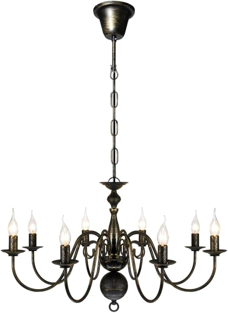 Antique Black Metal Chandelier 8 X E14 Bulbs Elegant Lighting Home Decor image number 5