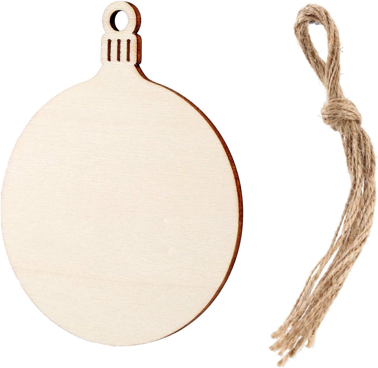 60 Sets round Wood Slices Blank Wood Discs Wood Baubles Pendant Ornaments image number 3