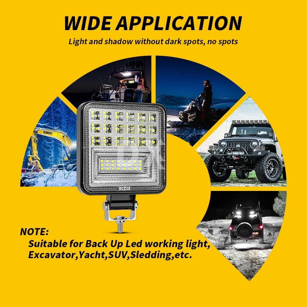 LED Boat Work Light Bar 4 Inch 6500K White 12V 8000LM Spot Flood Beam Marine Lights IP67 Waterproof for Truck SUV ATV UTV Motorcycle Tractor, Pack of 2 image number 5