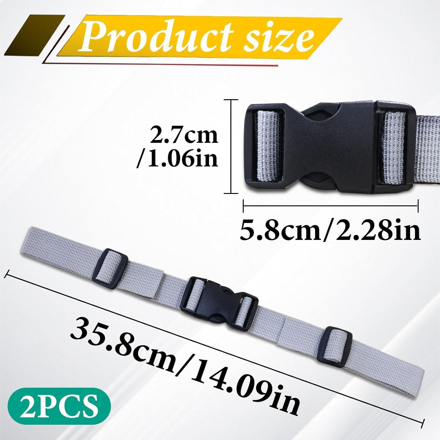 2 Pair Backpack Chest Strap, 2.5Cm Adjustable Sternum Straps for Backpacks Chest Harness Strap Quick Release Backpack Straps Backpack Clips Anti-Slip for Pack Luggage (Grey, One Size) image number 2