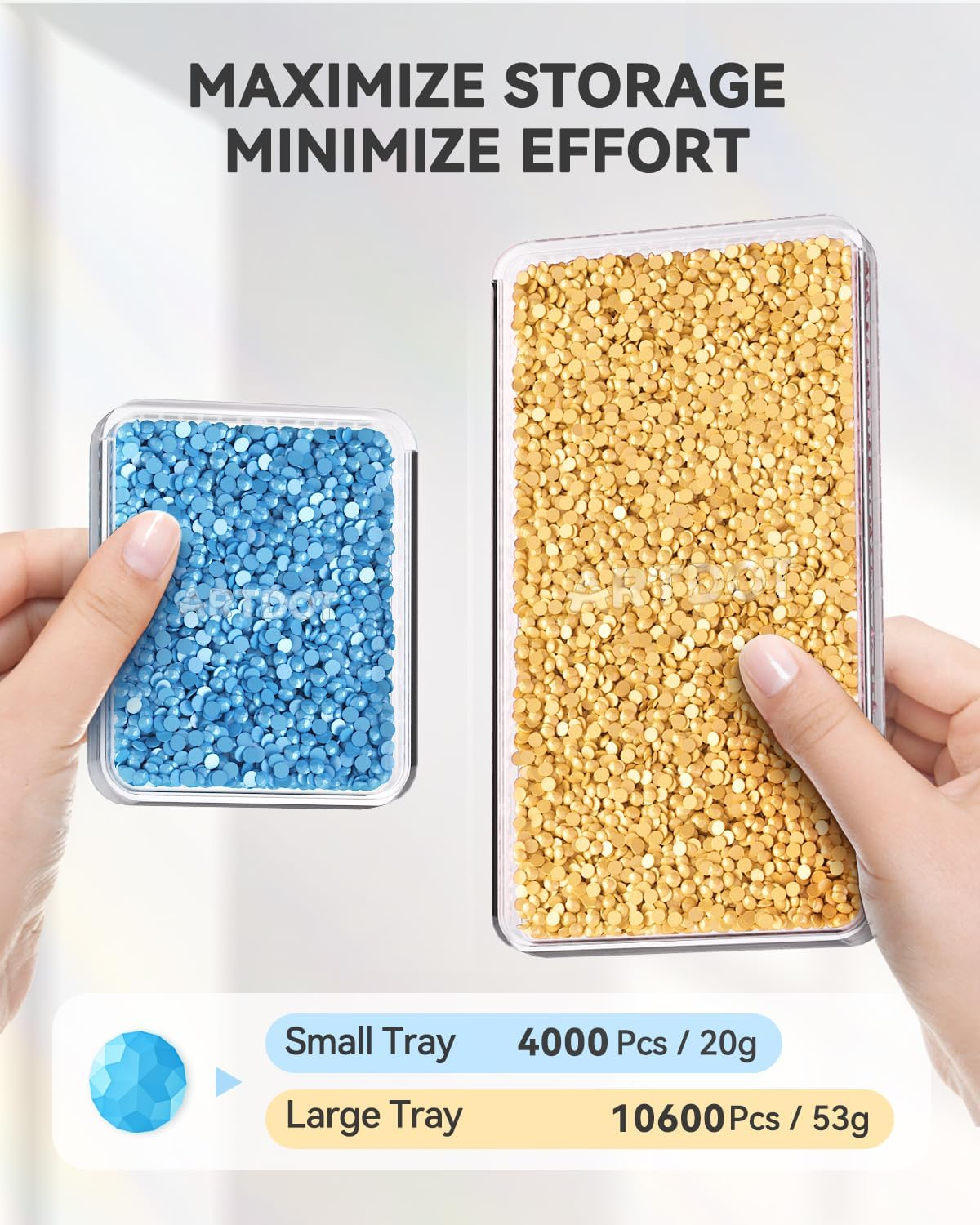 ARTDOT 15-Piece Diamond Art Storage Trays Kits for Adults with Lids, 2-In-1 Stackable Diamond Painting Accessories and Tools image number 5