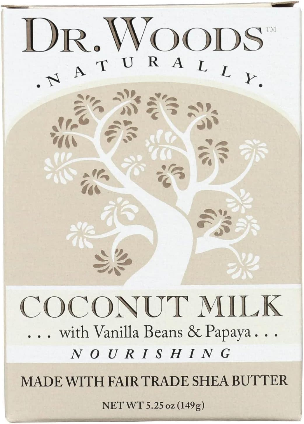 Dr. Woods Coconut Milk Bar Soap with Vanilla Beans, Papaya, & Organic Shea Butter, 5.25 Oz