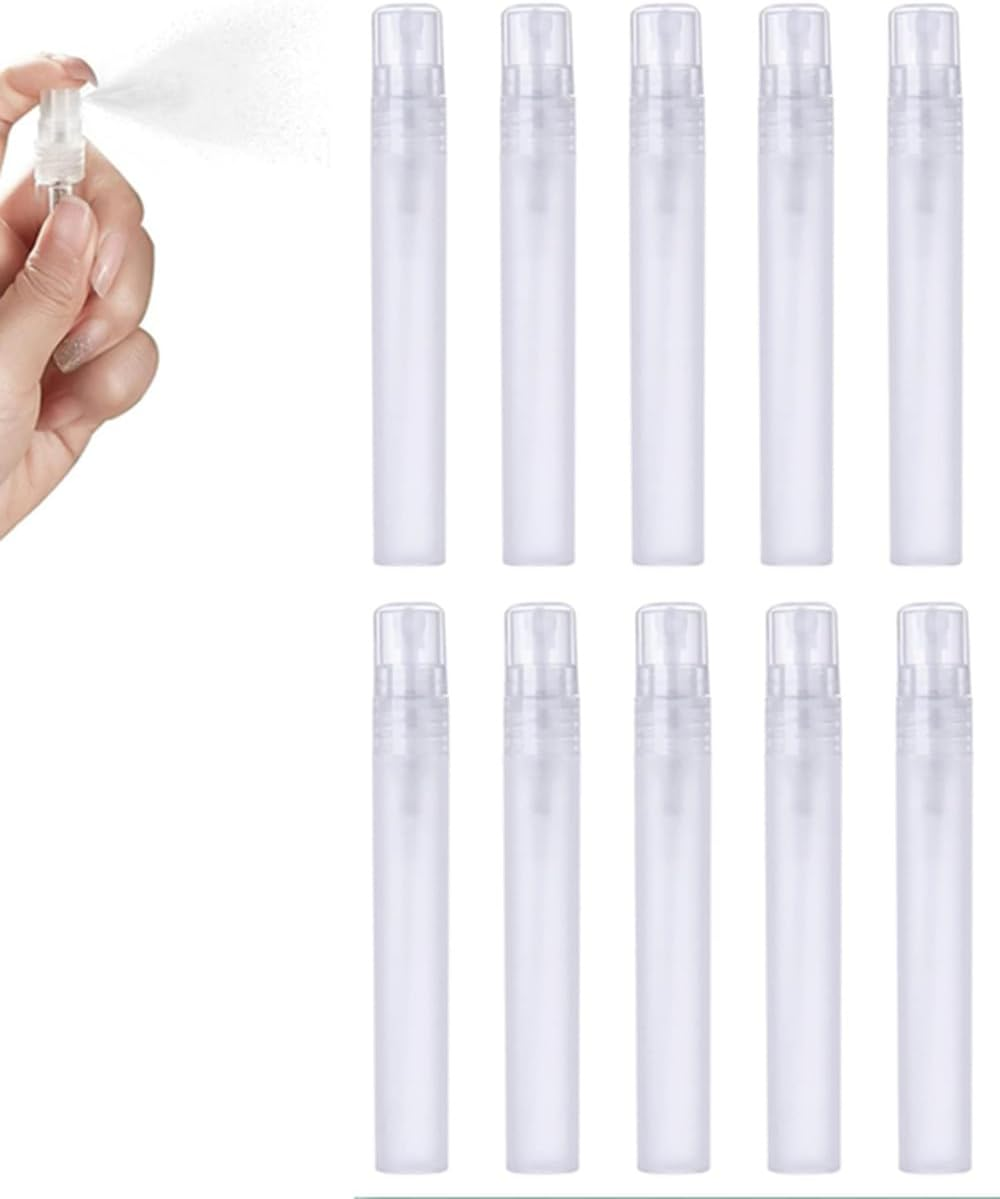 10 Pcs Clear 5Ml Slim Refillable PVC Portable Frosted Spray Bottle,Mini Fine Mist Spritzer Bottle Liquid Sprayer Bottle,Small Empty Sample Containers,For Liquid, Perfume, Makeup Tool, Travel image number 3