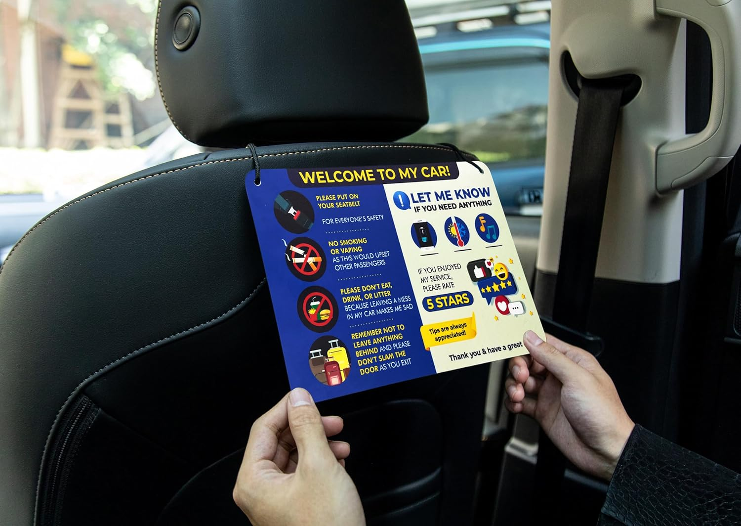 NIVRANA Rideshare Car Sign 2-Pack &mdash; Better Customer Relations, Higher Ratings and More Tips with Universal Sign, Accessory for Rideshare Drivers &ndash; 9&rdquo; X 6&rdquo; (Blue and Grey) image number 1