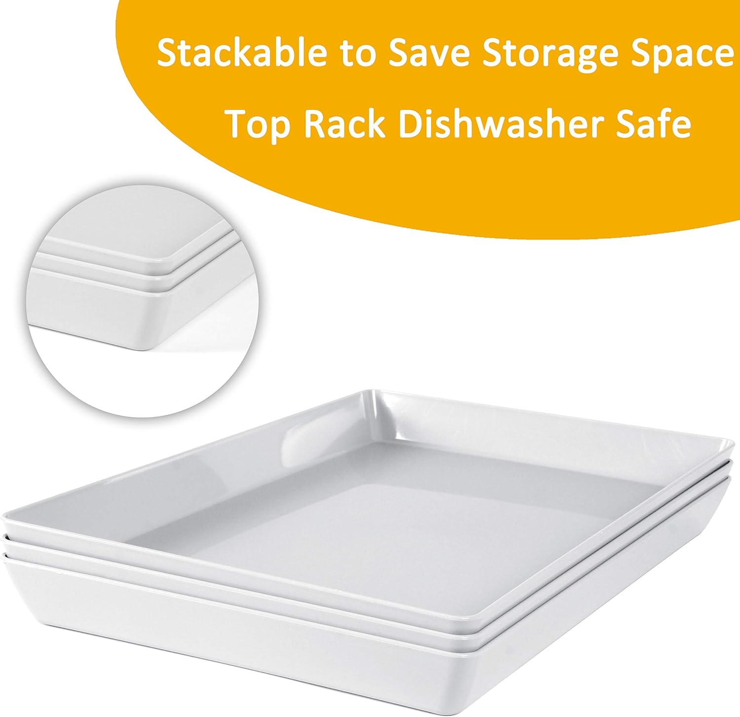 Youngever 3 Pack Plastic Serving Trays, Serving Platter for Parties, Sturdy ABS Material, 15 Inch X 10 Inch (Grey) - Grey image number 2