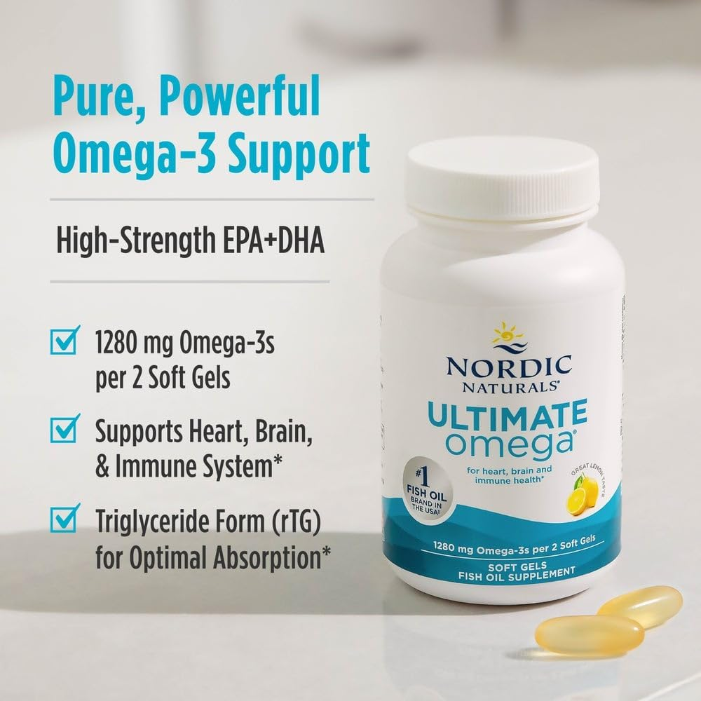 Nordic Naturals - Ultimate Omega High-Intensity Omega-3 Fish Oil Lemon 1280 Mg. - 180 Softgels