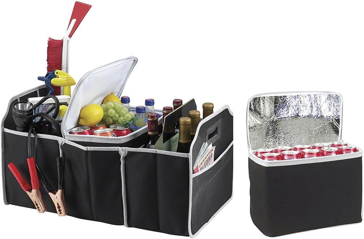 Kuber Industries Deluxe Collapsible Car Boot Organiser with Cooler Bag, Black image number 2