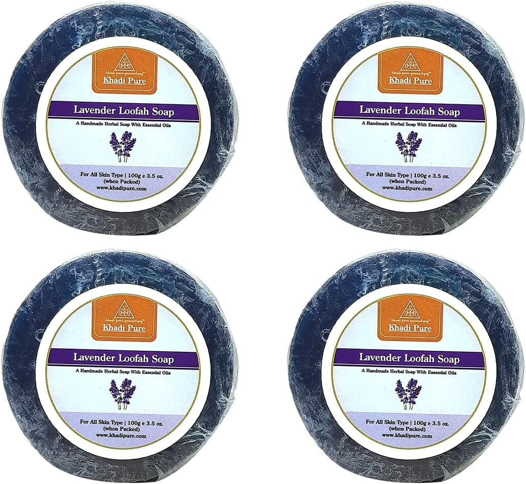 Khadi Pure Lavender Loofah Soap, 100 G (Pack of 4), 100 G (Pack of 4) image number 4
