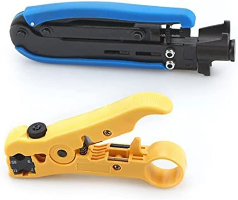 ZONADA F-Connector Crimper Stripper Cutter Set for Coax Coaxial Cable RG6 RG59 RG11 Hand Compression Crimping Cutting TV Cable Hand Tool 20X F Compression Connectors Included image number 3