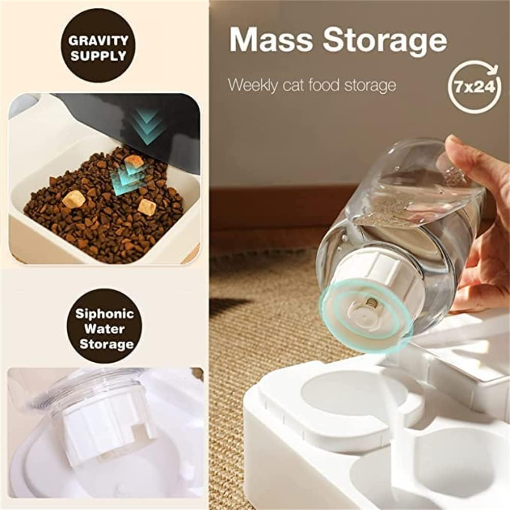 MMIAOO 2 in 1 Pet Automatic Food and Water Dispenser, Cat Feeder, Dog Feeder,Pet Water Dispenser,Pet Automatic Feeder, Pets Auto Feeder (Grey) image number 4