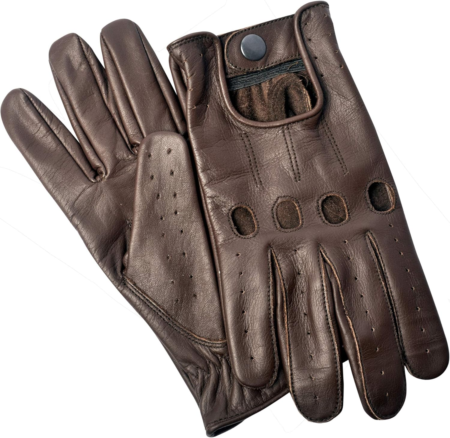 Men'S Leather Chauffeur Vintage Retro Style without Lining Driving Gloves