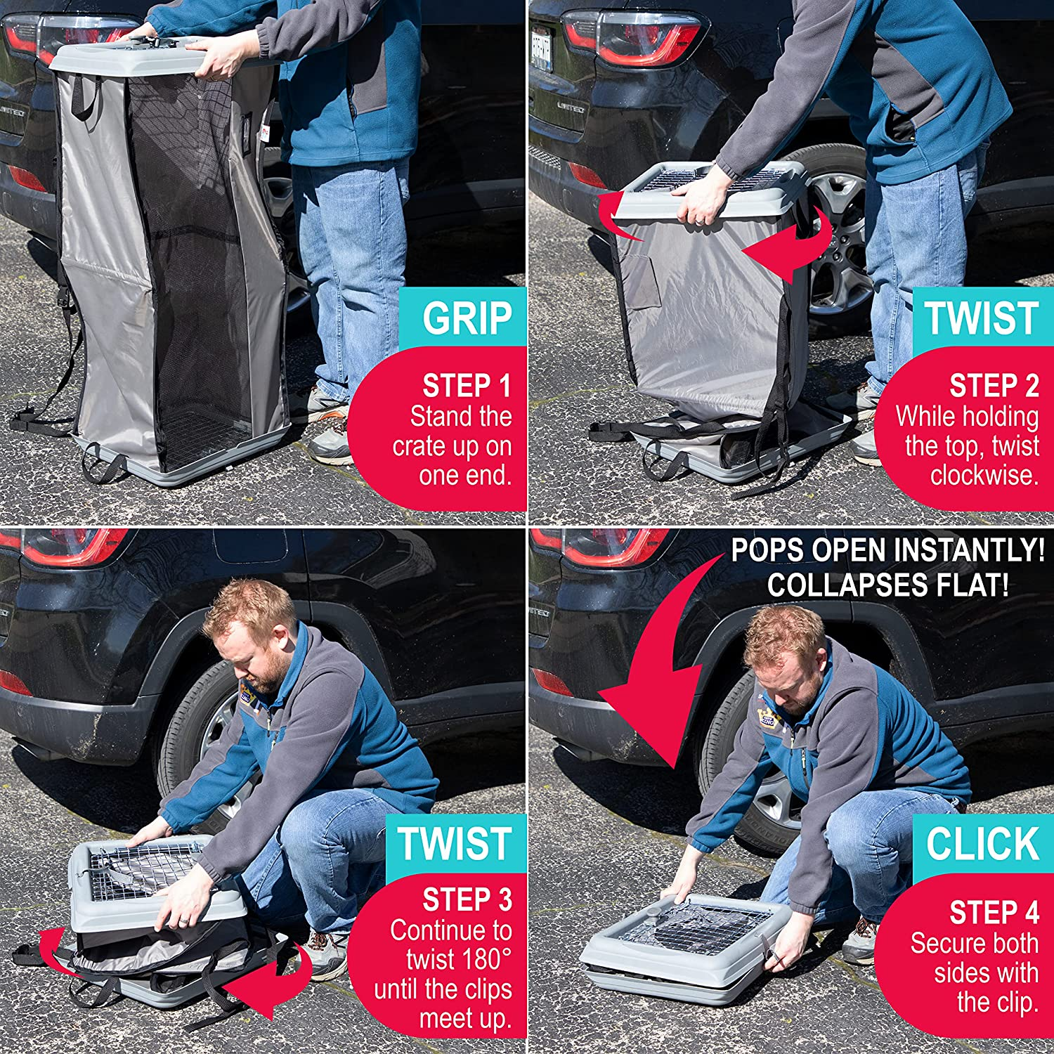 Sportpet Car Seat Pet Crate, Car Kennel, Pet Tube Kennel, Pop Open Crate image number 3