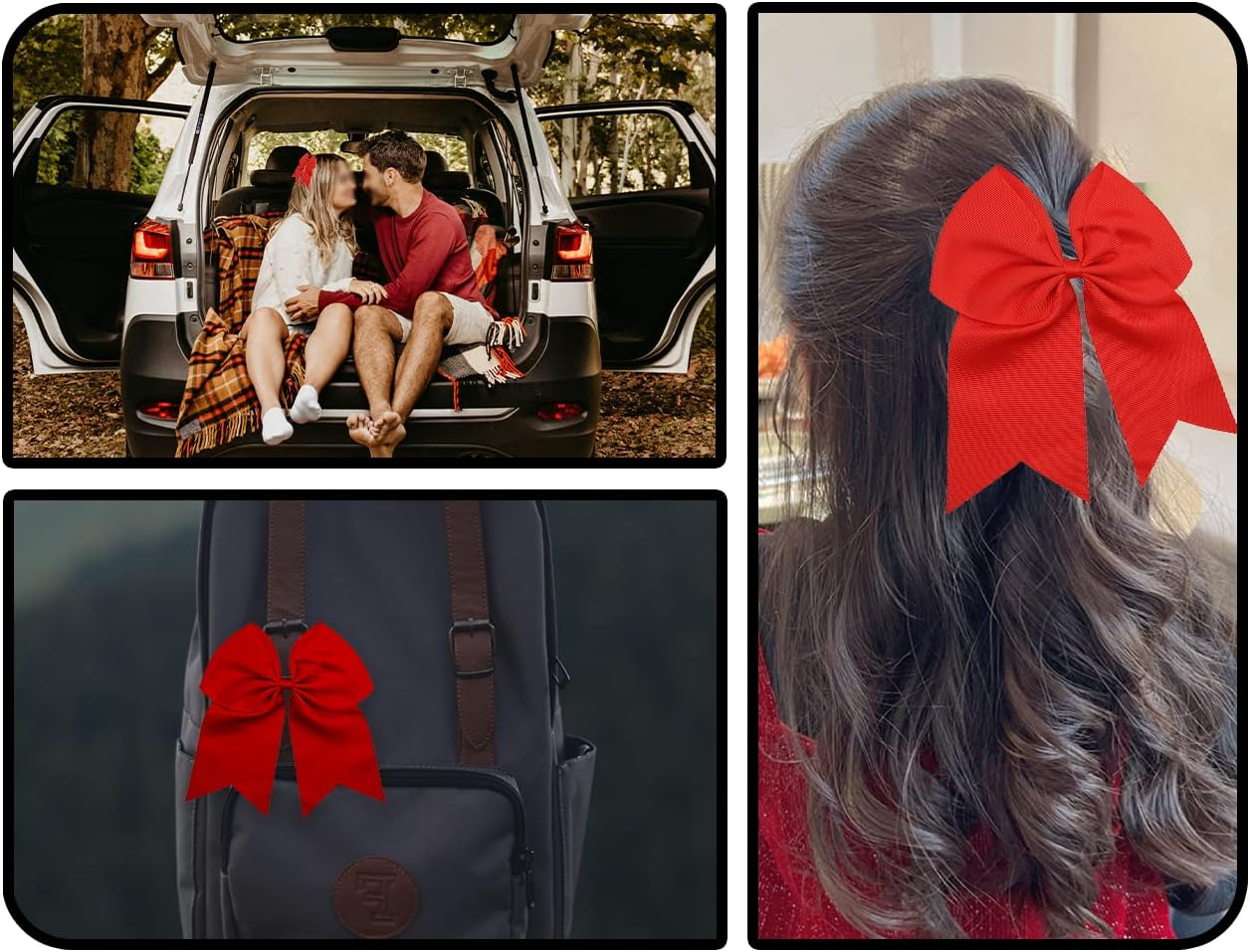 KAPSING Pack of 2 Hair Bows, Large Red Bows Hair Bows, Ponytail Holder, 19 Cm Cheerleader Bow, Hair Accessories, Headpiece image number 3