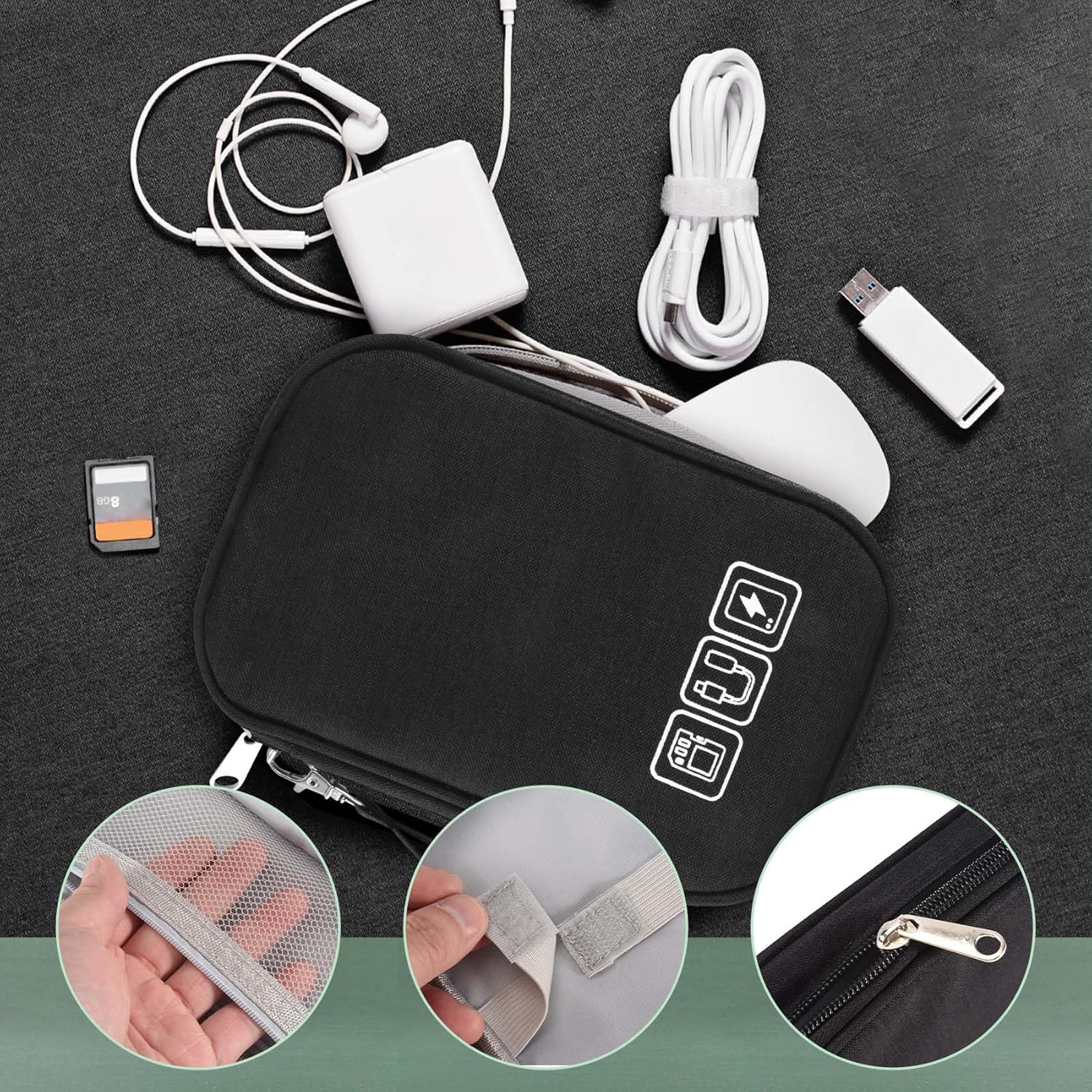 Domoi Electronic Organizer, Travel Cable Organizer Bag Pouch Portable Electronic Storage Multifunction Case image number 1