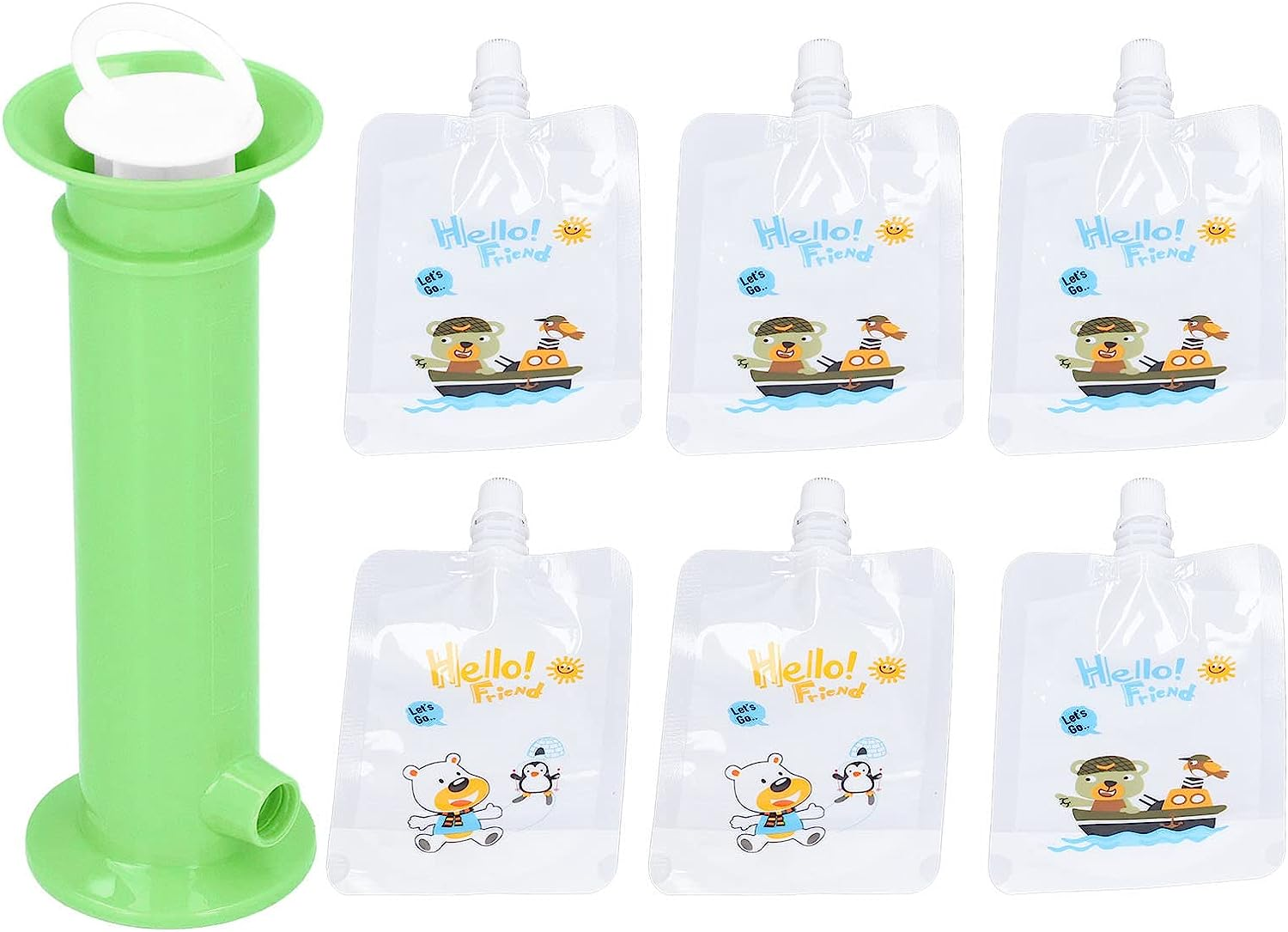 Fafeicy Baby Food Pouch, ABS Reusable Pure Color Pouches, Toddler Fruit Squeeze Puree Filler, with Leakage Proof Double Zipper(Green) image number 5