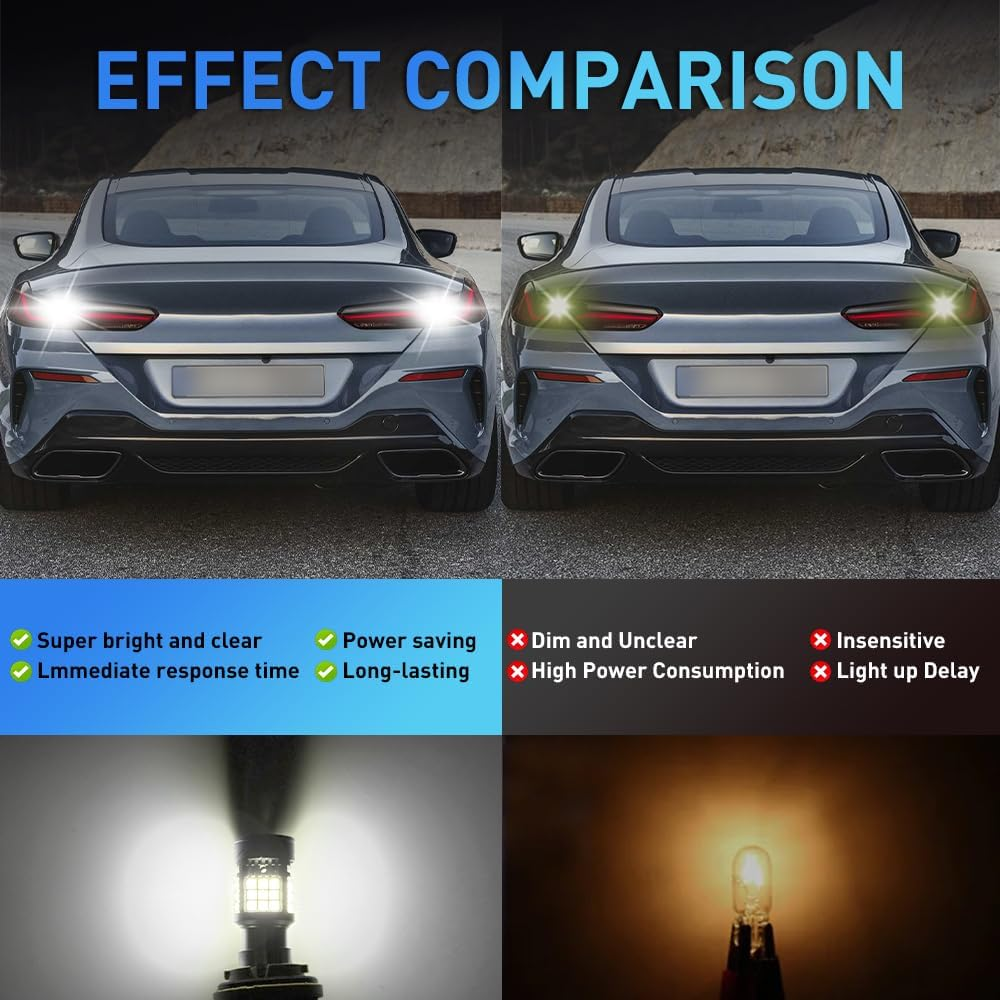 Kaidengzhe 7443 T20 LED Bulb with Cooling Fan, CANBUS Error Free 500% Brightness 3000LM White W21/5W 992 7443A LED for Back up Light Daytime Running Light Turn Signal Light Brake Light, 2PCS