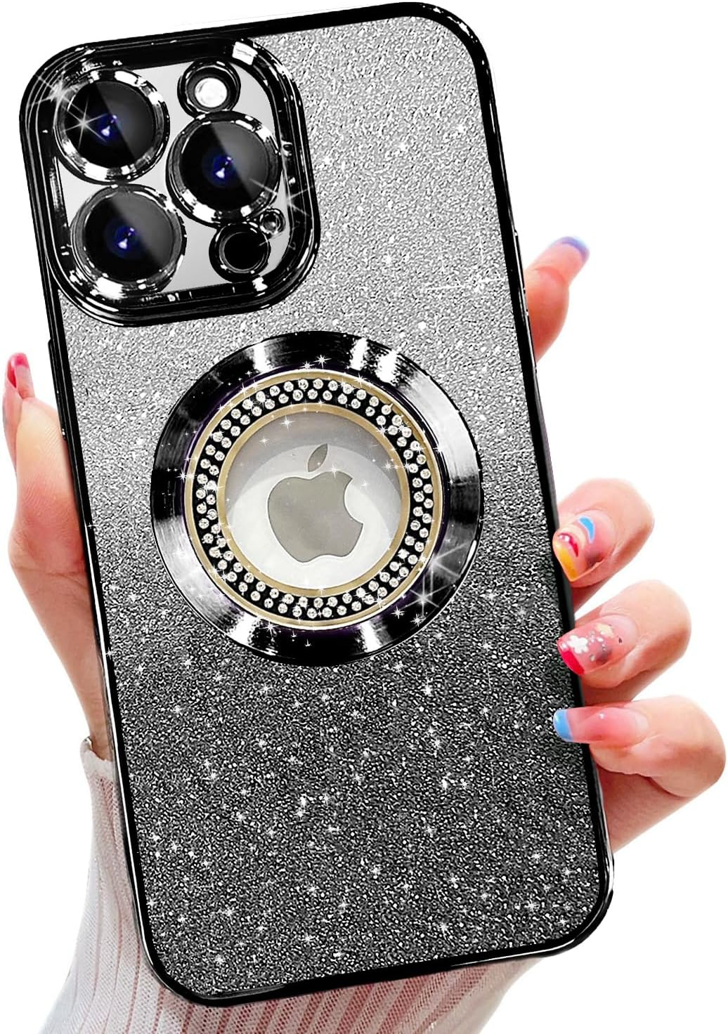 Case for Iphone 15 Pro, Compatible with Magsafe, with Camera Protection, Glitter Silicone Mobile Phone Case Compatible with Iphone 15 Pro, Shockproof, Scratch-Resistant, Cute Phone Case for Women And