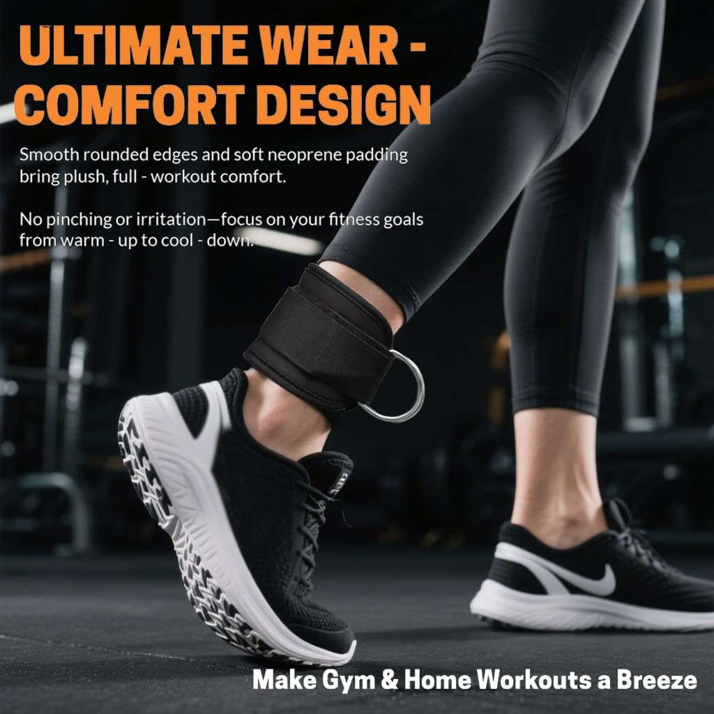 AURVIGO Ankle Straps & Wrist Cuffs - Padded Adjustable 1 Pair with D-Ring | Fitness Glute Kickback, Foot Leg Training | Compatible with Cable Machine, Gym Brace Support - Purple New image number 7