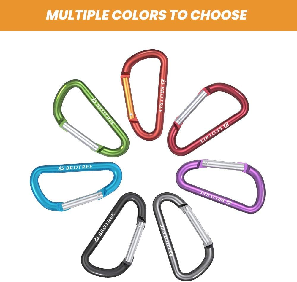 Brotree Small Carabiner Clips Mini Locking Carabiner - 6Cm Aluminum D-Ring image number 4