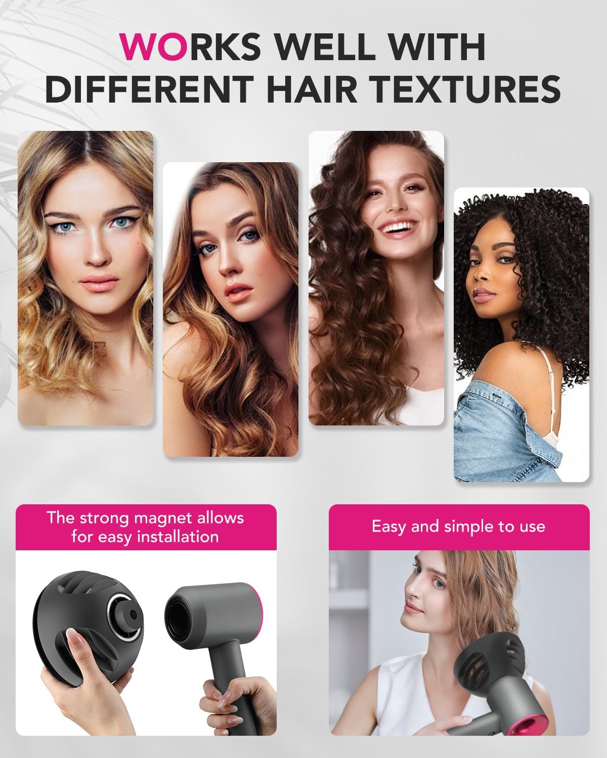 Wave+Curl Diffuser for Dyson Hair Dryer, Upgraded Diffuser Attachment for Dyson Supersonic or Supersonic Nural Hair Dryer HD16 HD15 HD12 HD08 HD04 HD03 HD02 for Wavy Curly or Coily Hair image number 3