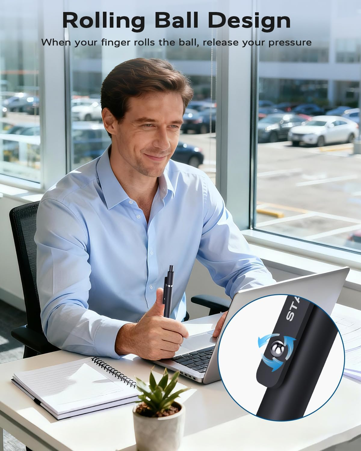 Black Gel Pens, 6Pcs 0.7Mm Gel Pens Fine Point with 3 Extra Refills, Quick Dry Retractable Gel Pen Set, Smooth Writing Pens for Office Work, Note Taking, Black Ink Pens for Men Women image number 2