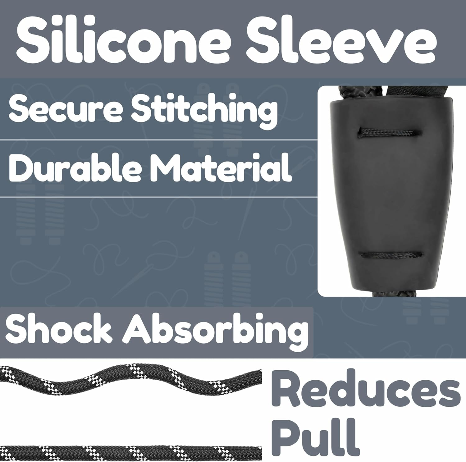 Roam Gear Black 6FT Dog Leashes - Extra Padded Two Handles, Lockable Metal Carabiner Clip, Durable Silicone Clamps, Reflective Dog Leash, No Pull Heavy Duty Dog Leash for Medium, Large, X-Large Dogs - Black image number 2