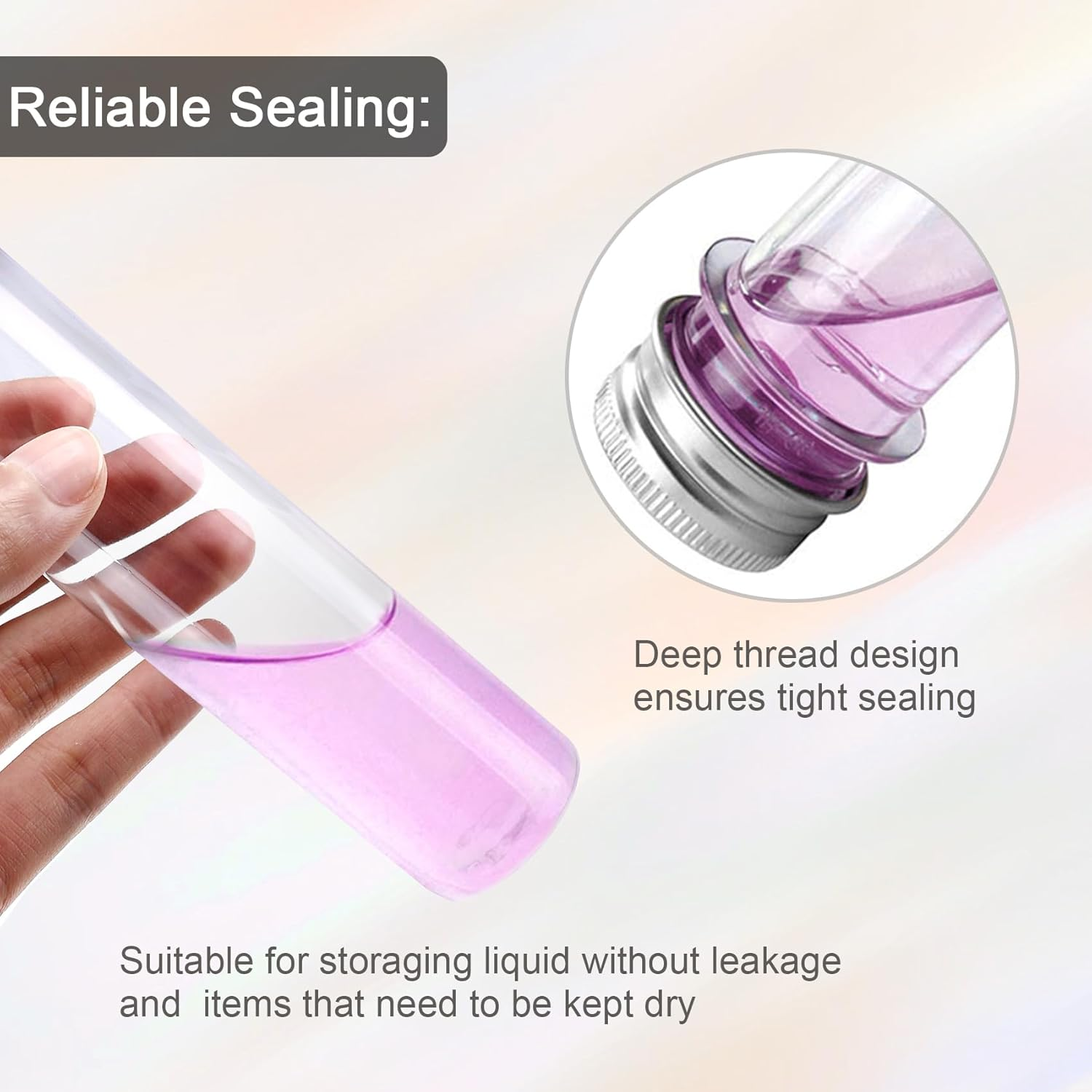 110Ml Clear Bath Salt Tube, 15PCS Plastic Test Tubes a Brush,Plastic Storage Tube with Screw Cap, Flat Bottom Clear Test Tubes for Candy Storage, Party Favors image number 3