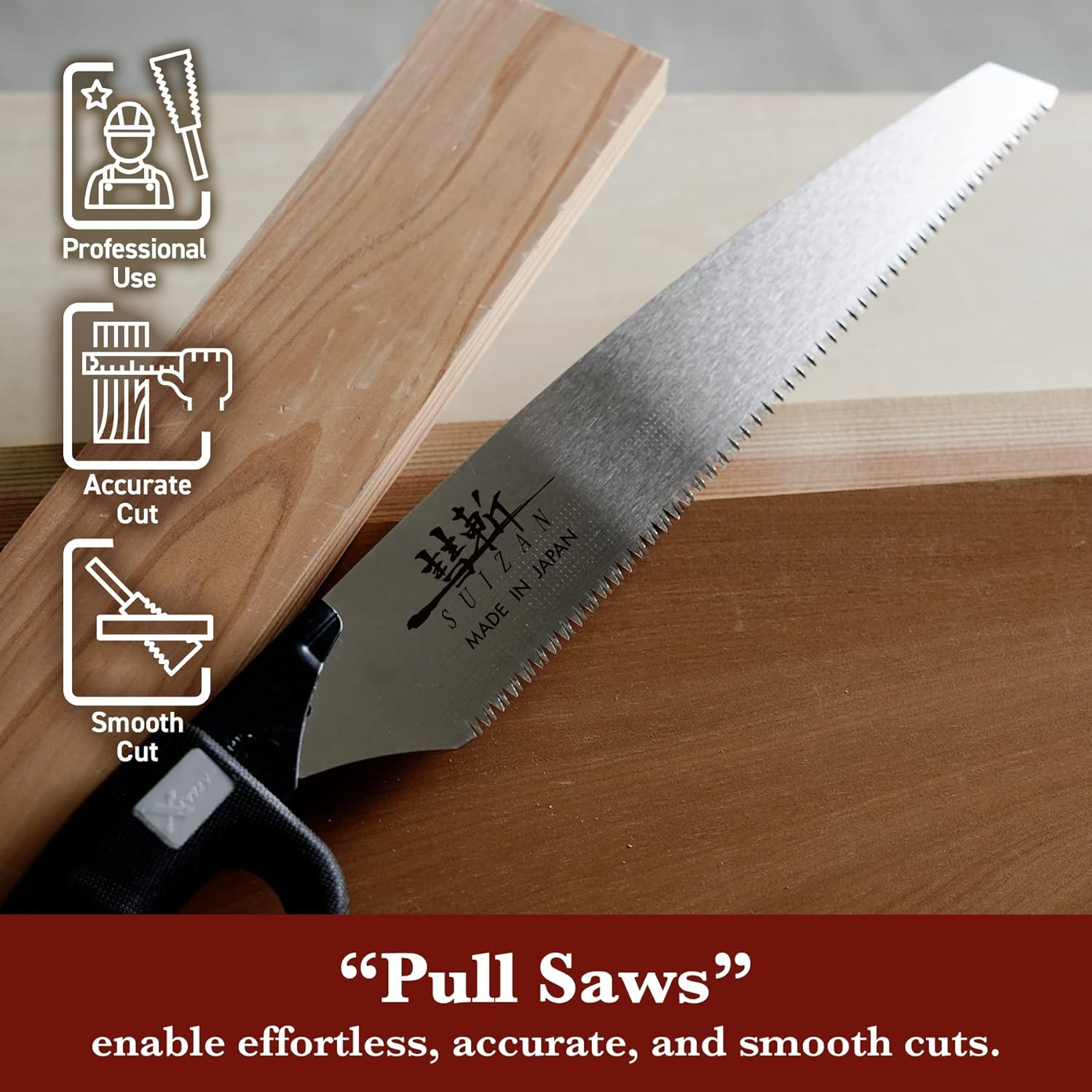 SUIZAN Timber Framing Saw 275Mm - Professional Japanese Pullsaw Handsaw Woodworking Tools image number 5