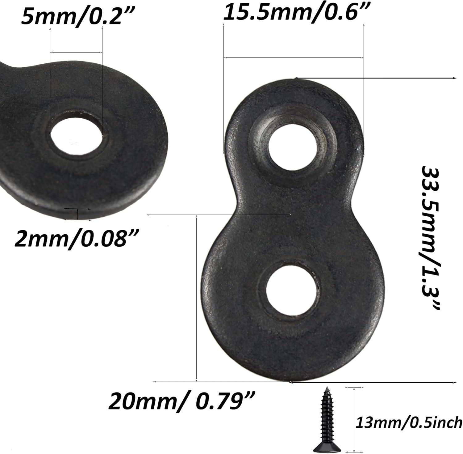 AUXBC 20Pcs Figure 8 Fasteners, Black Metal Table Top Fasteners, Heavy Duty Desktop Clips, Table Top Connector Brackets image number 5