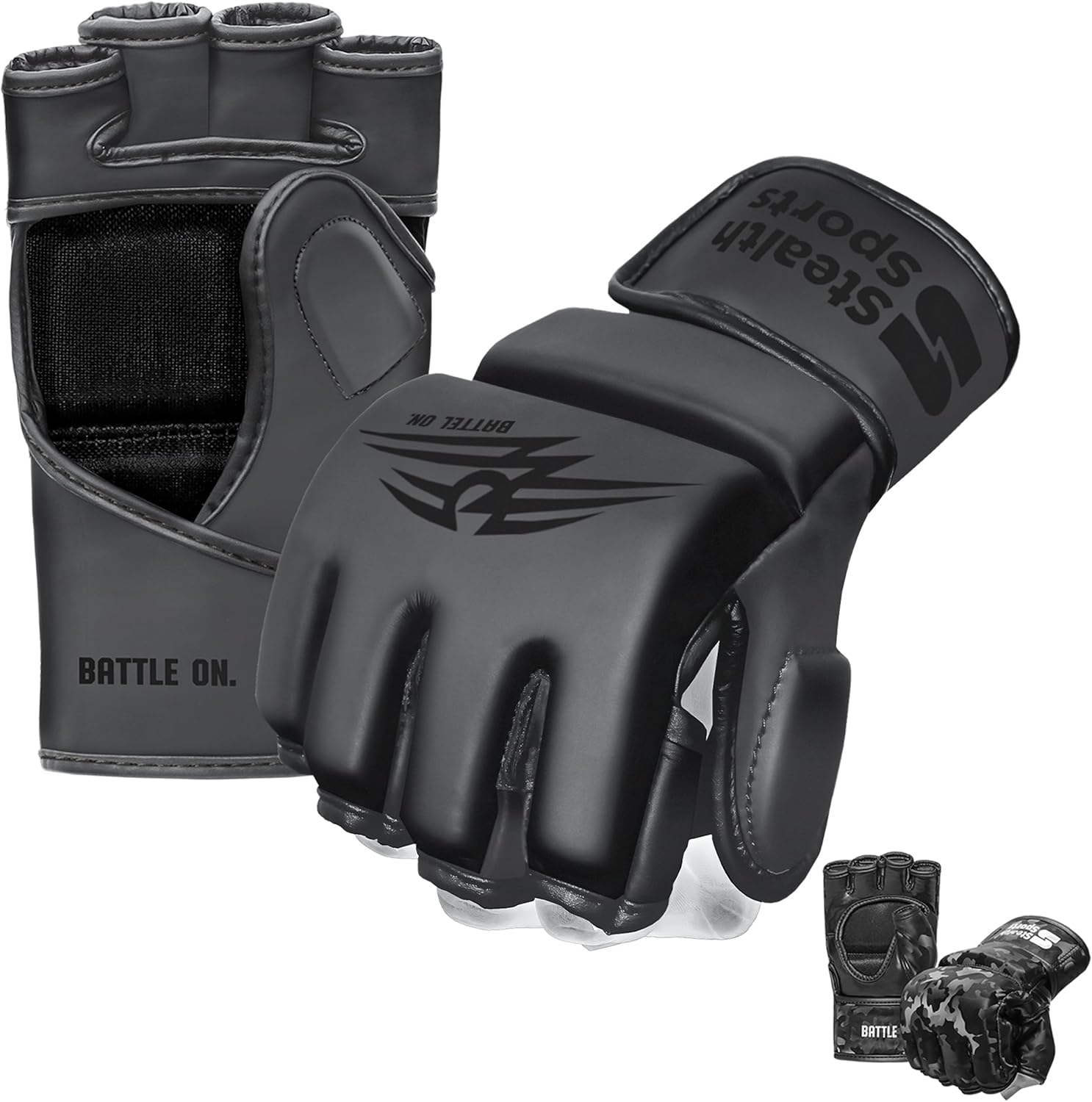 Stealth Sports MMA Gloves Men Women 12Mm Thick - PU Leather Grappling Gloves Open Palm Muay Thai Kickboxing Sparring Punching Bag Boxing Training Cage Fighting Martial Arts Mitts image number 5