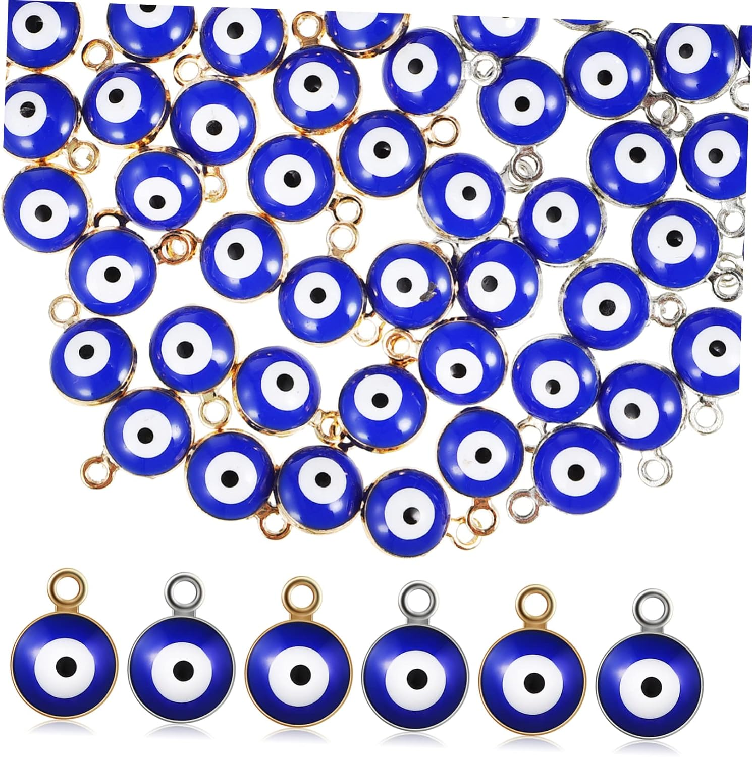 60Pcs Blue Evil Eye Beads Charms for DIY Jewelry Making Handmade Resin Pendants for Bracelets Necklaces Crafts Decoration image number 3