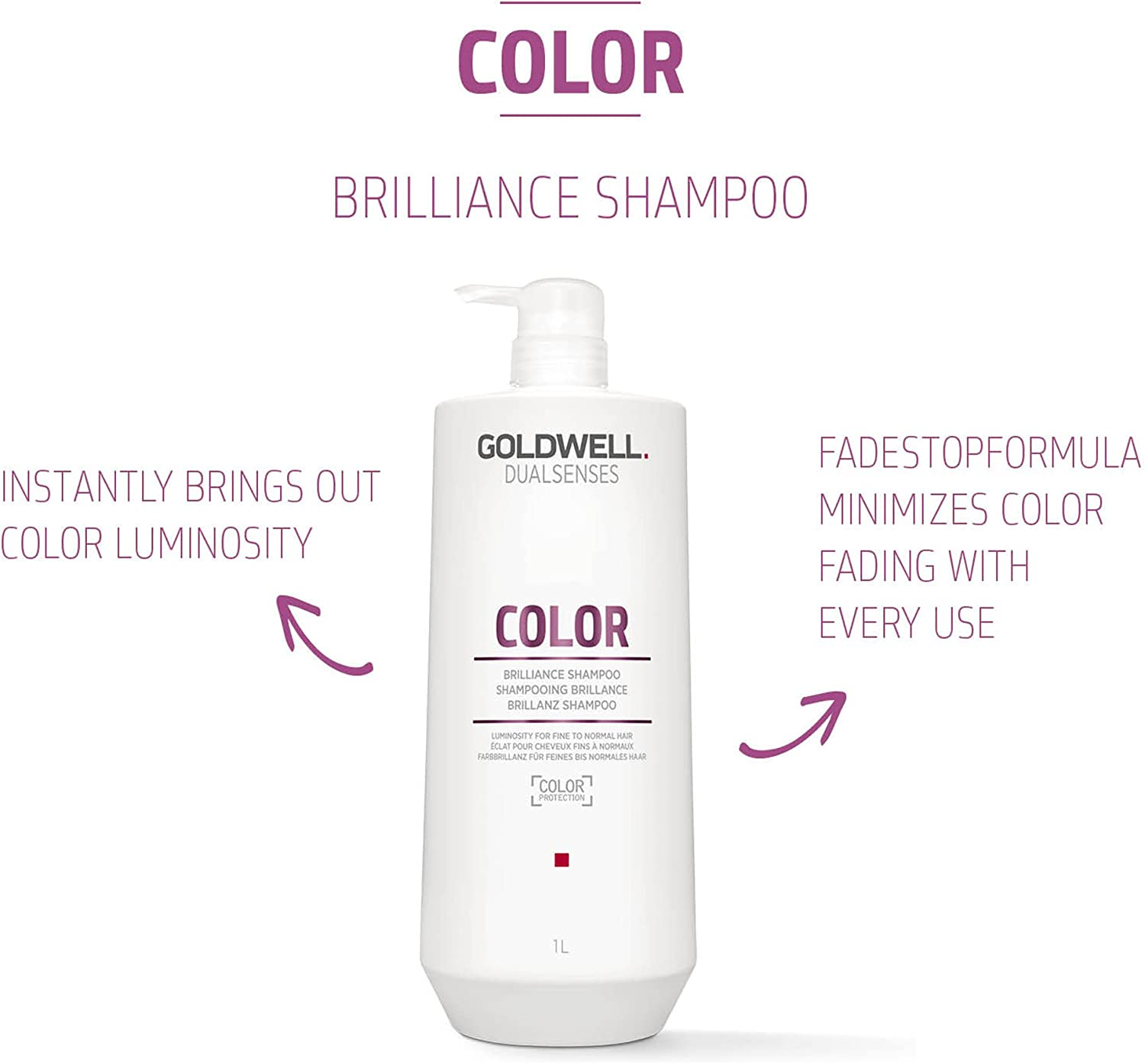 Goldwell Dualsenses Color Brilliance Shampoo 33.8Oz, 907.19 G image number 3