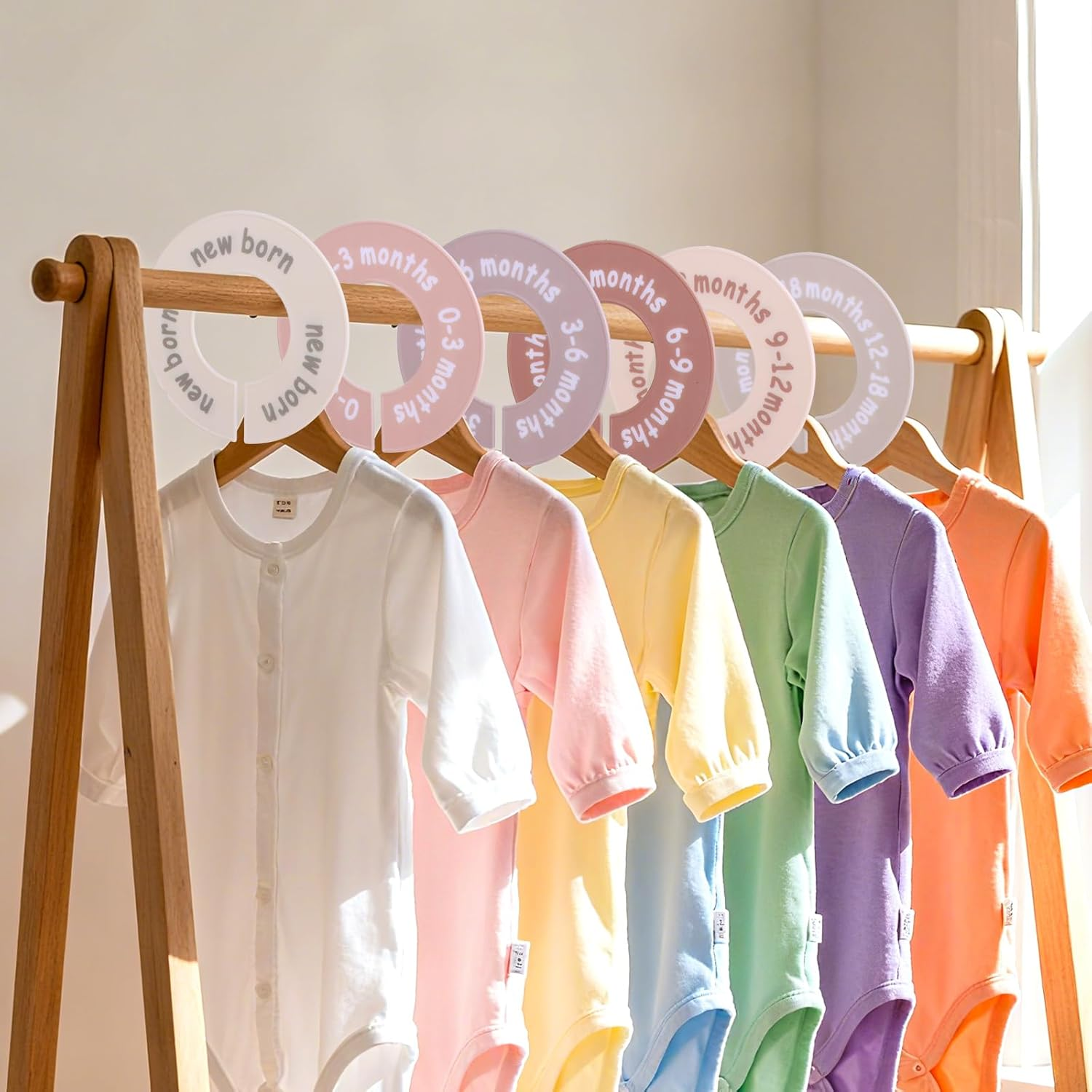 8Pcs Baby Clothes Dividers for Closet, Plastic Nursery Closet Organizers round Size Dividers for Newborn Toddler Age Labels Wardrobe Decor & Storage Solution image number 1